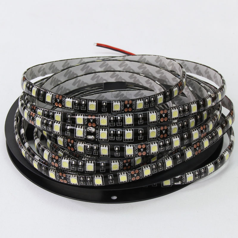 LED cтрічка 5050, холодний білий колір,чорна основа, вологозахищена IP65 (5см) (світлина #2)