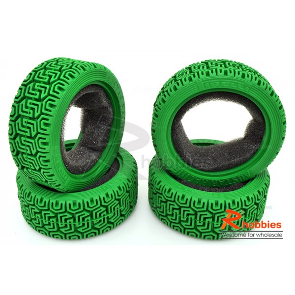 Комплект шосейної гуми для автомоделей 1/10 Touring Car L Pattern (зелені) (світлина #1)