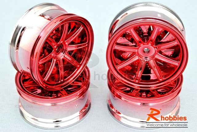 Комплект дисків коліс для шосейних автомоделей 1/10 (червоні) (світлина #1)