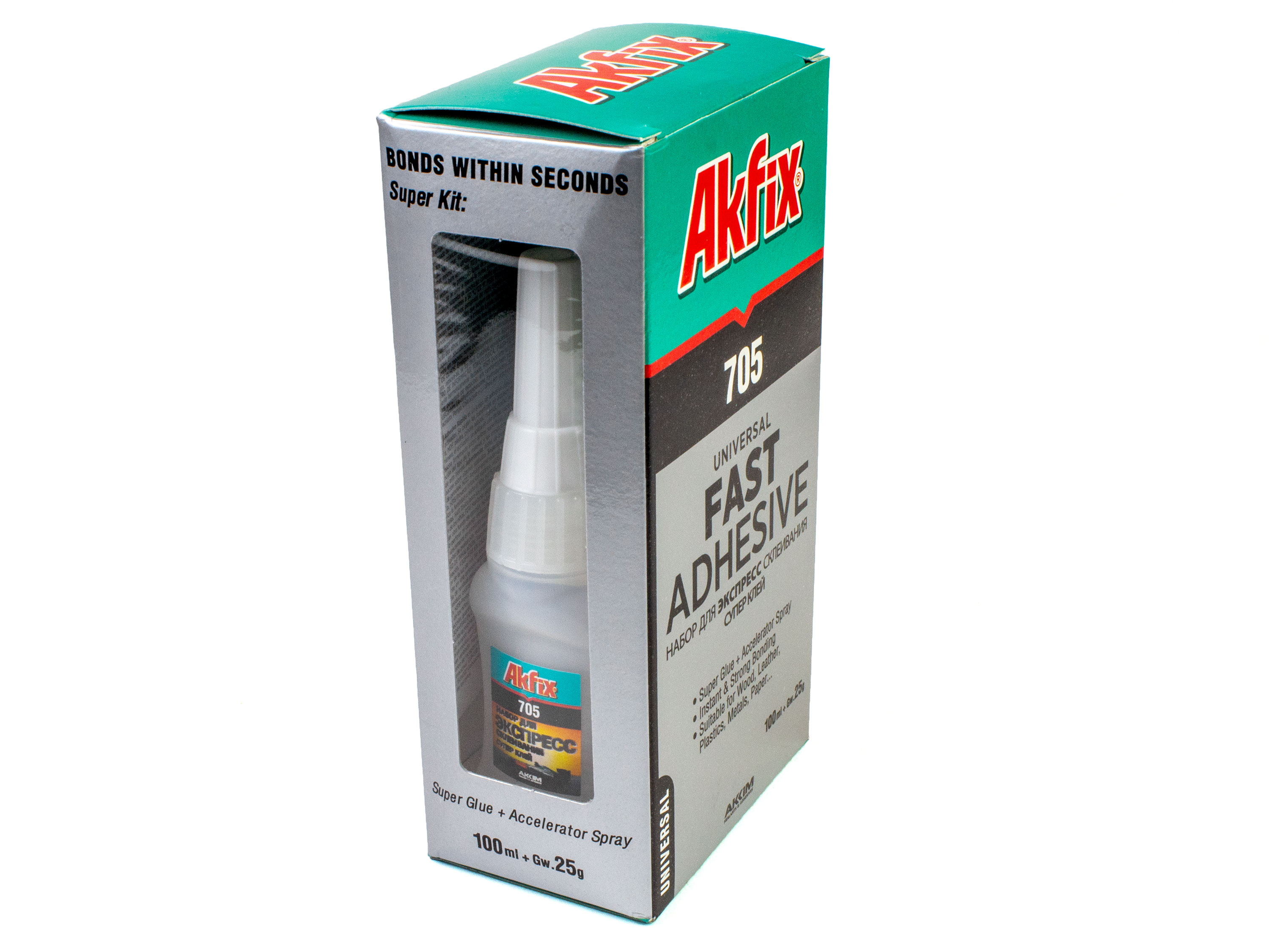 Клей цианоакрилатний з активатором Akfix 705 (25г + 100мл) (світлина #2)