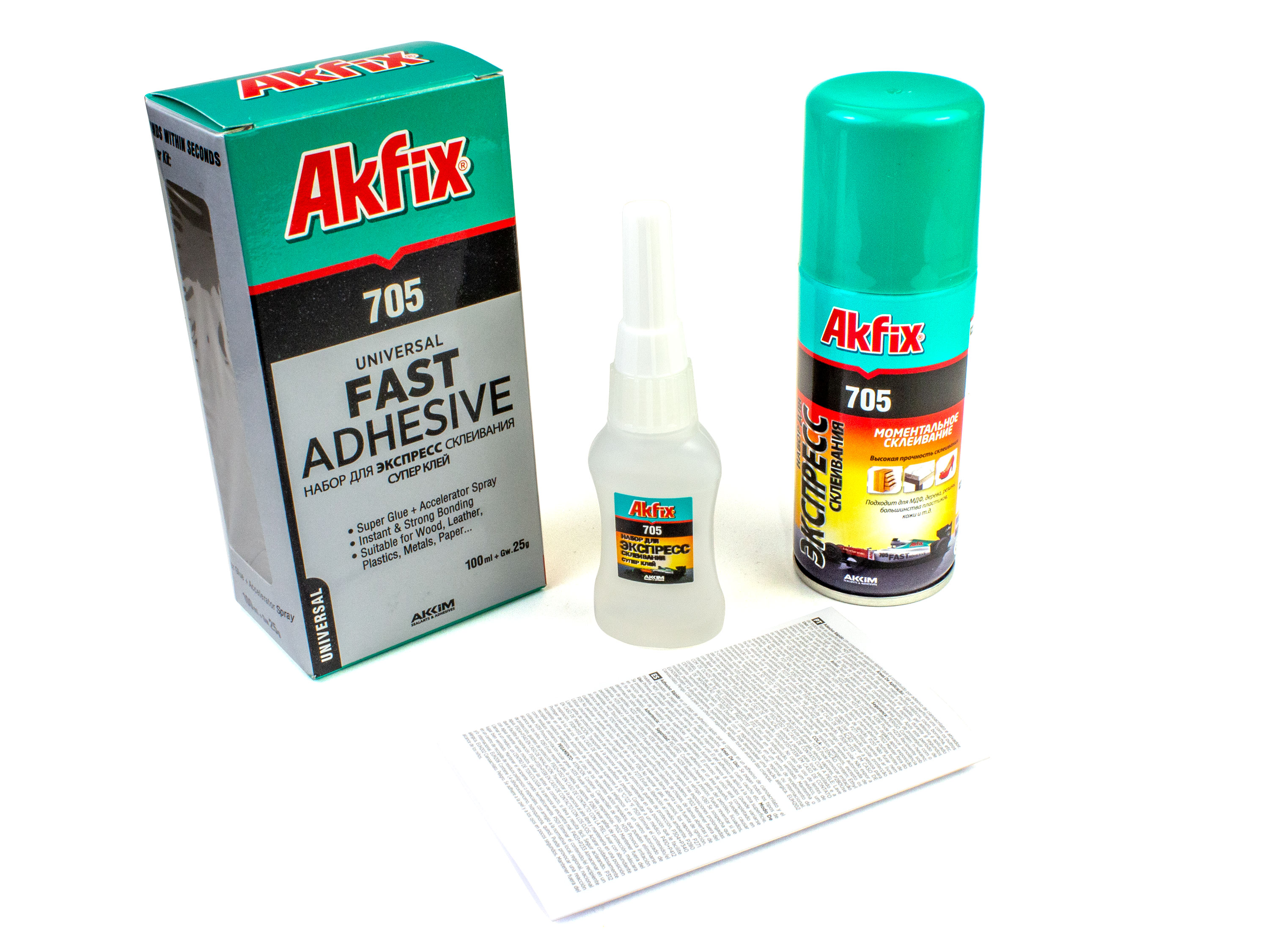 Клей цианоакрилатний з активатором Akfix 705 (25г + 100мл) (світлина #3)