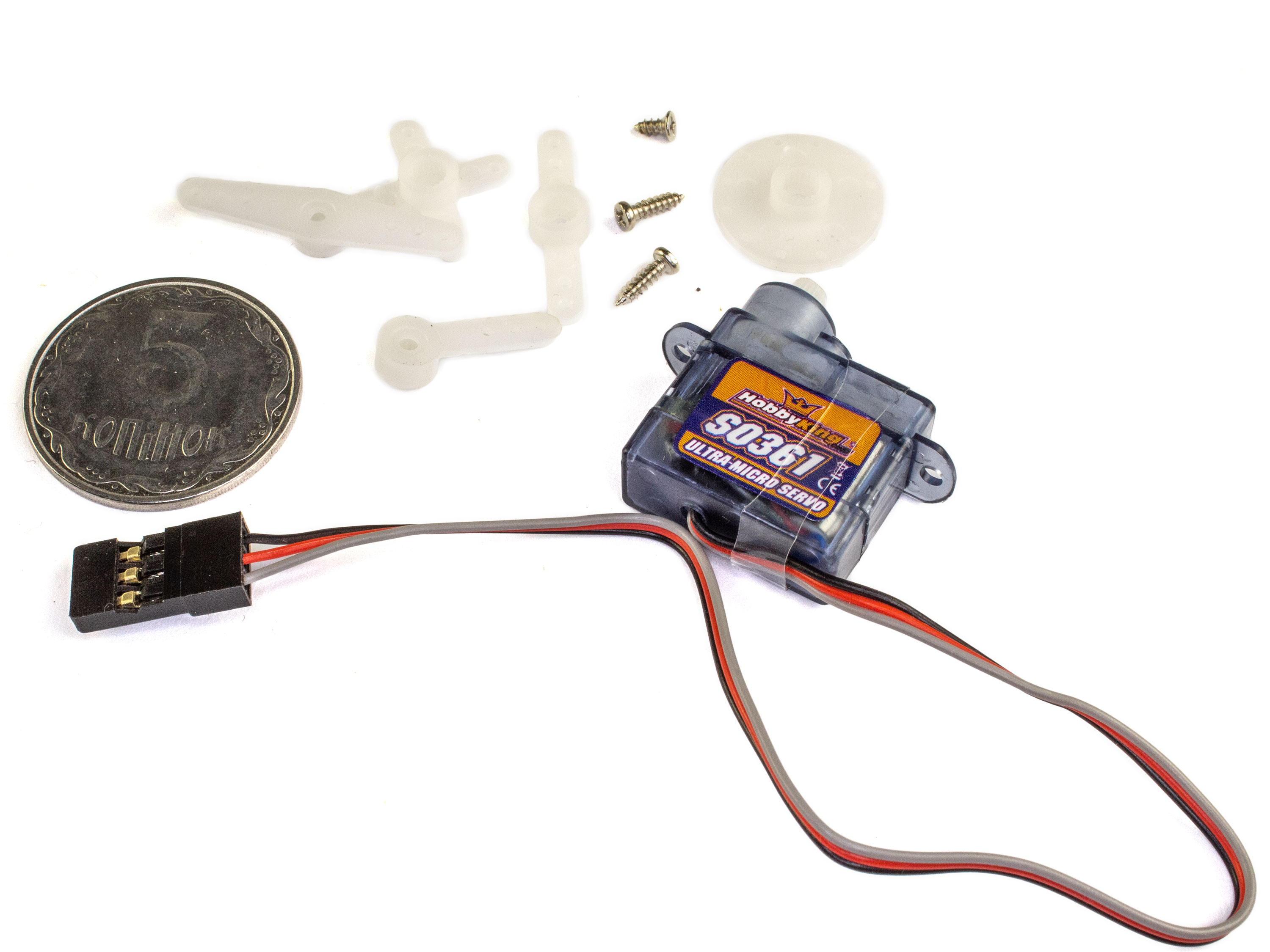 Сервомеханізм аналоговий HobbyKing HK-S0361 4.5g/0.3kg/0.12sec (4.8В)  (світлина #3)