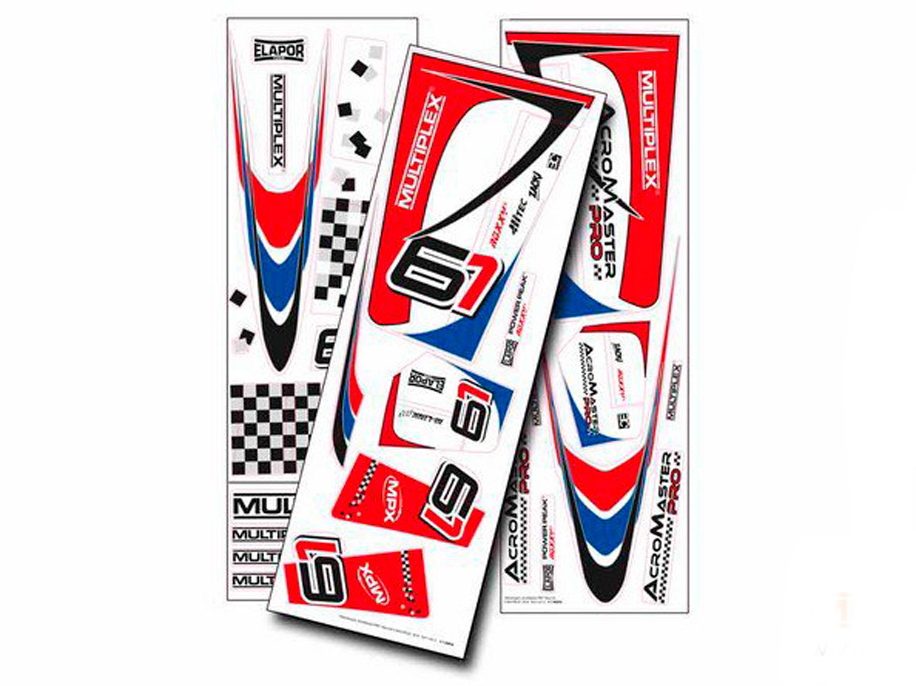 Набір наліпок для авіамоделі Multiplex AcroMaster PRO (червоний) (світлина #1)