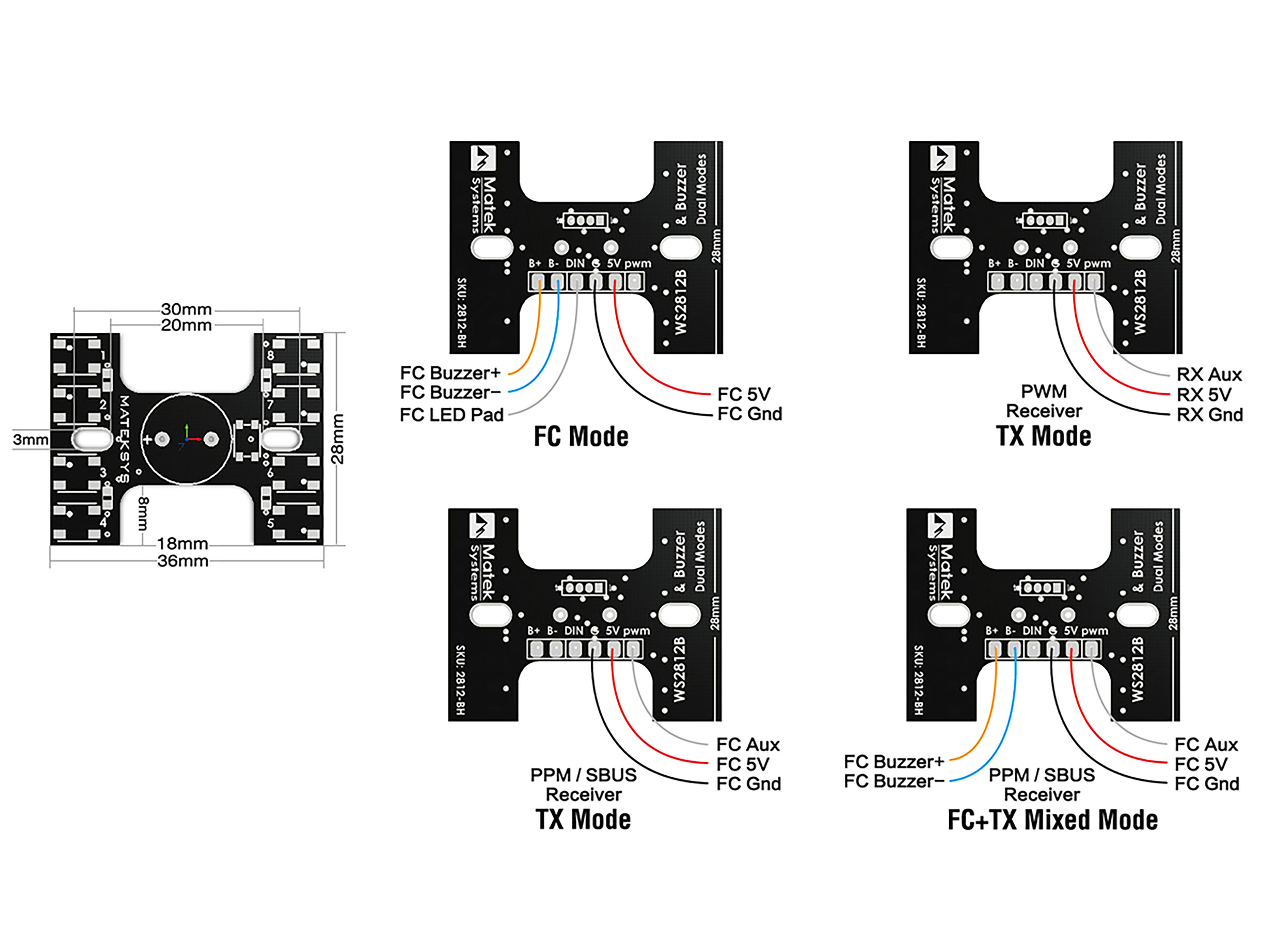 LED-модуль Matek з зумером (36х28мм) (світлина #3)