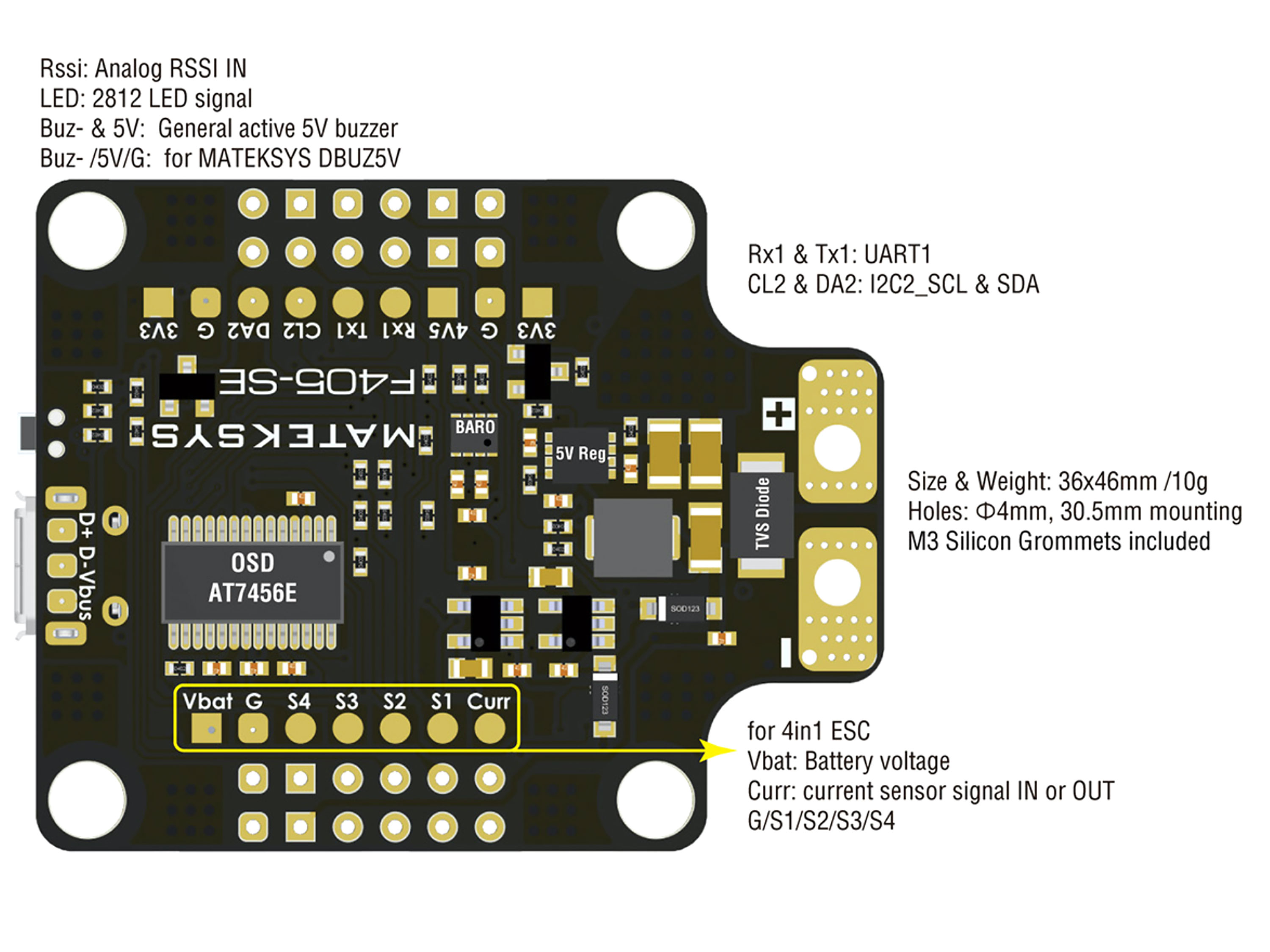 Польотний контролер Matek F405-SE (світлина #8)
