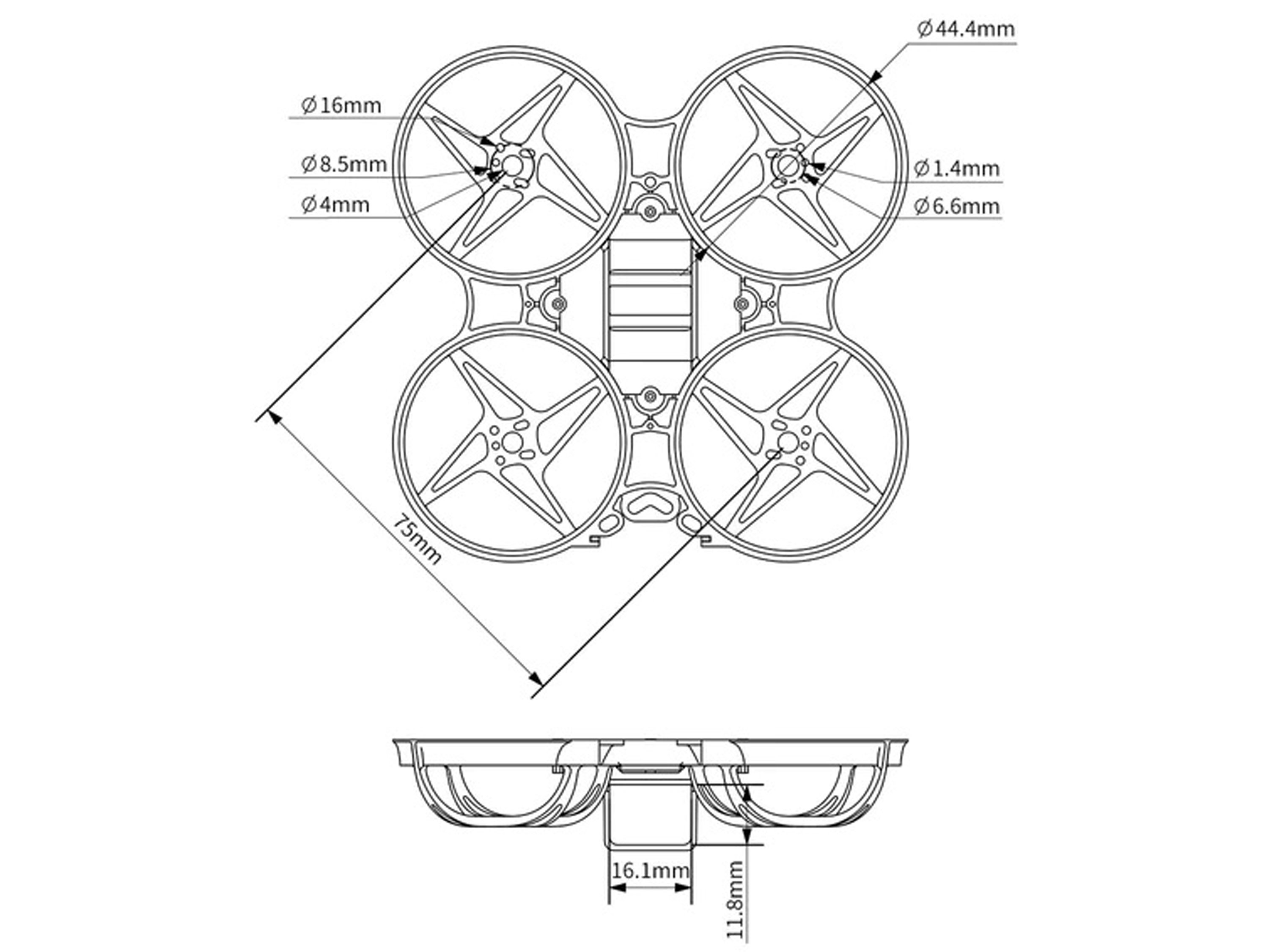 Рама BetaFPV Beta75X V2 (White) (світлина #3)