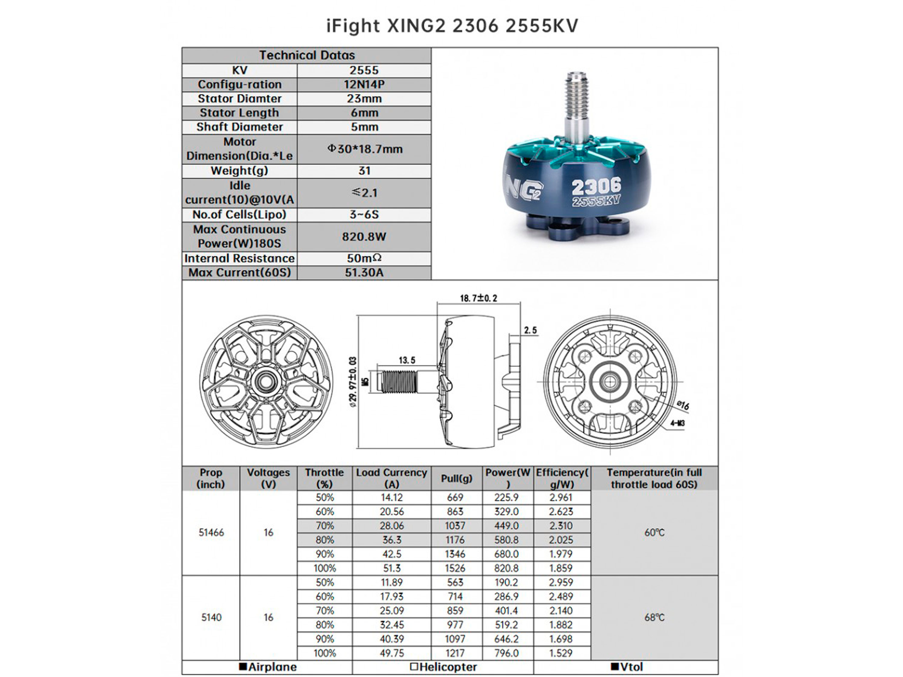 Двигун безколекторний iFlight XING2 2306-2555kv (світлина #5)