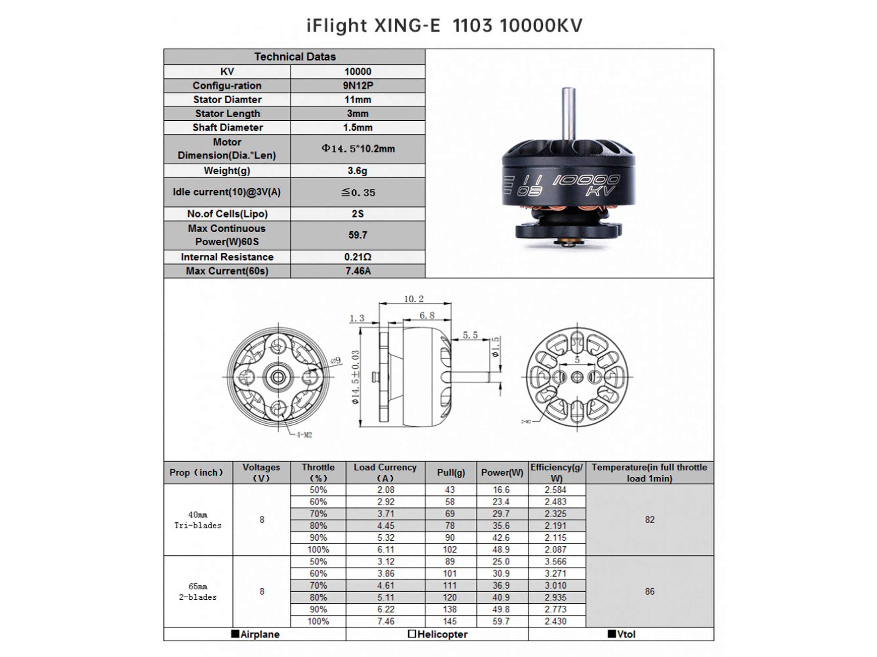 Двигун безколекторний iFlight XING-E Micro 1103-10000kv (світлина #2)