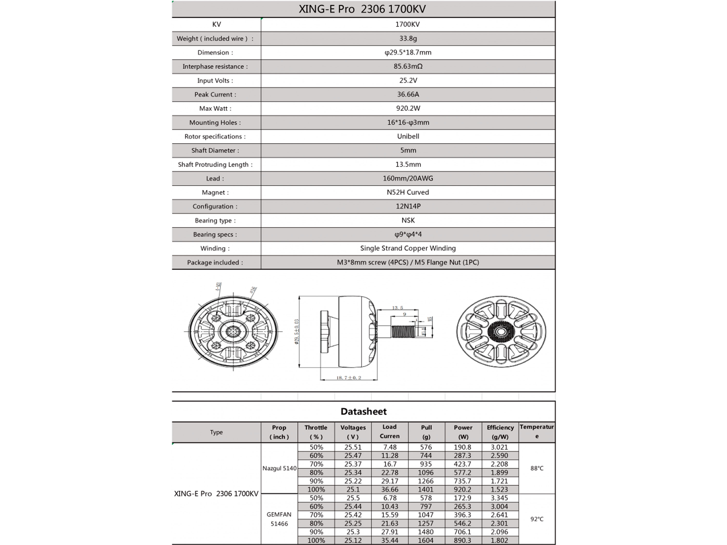 Двигун безколекторний iFlight XING-E Pro 2306-1700kv (світлина #5)