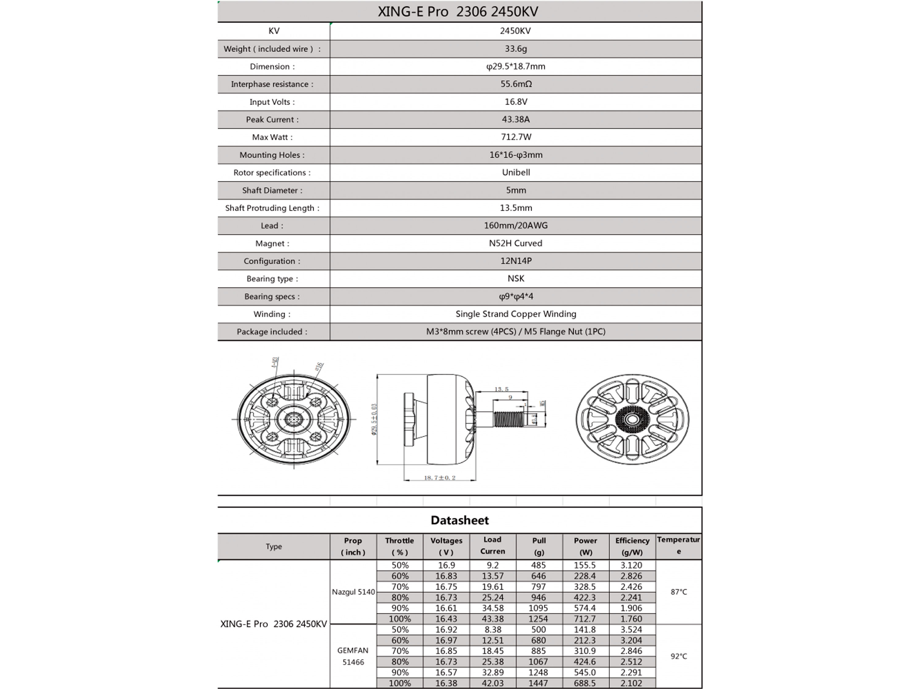 Двигун безколекторний iFlight XING-E Pro 2306-2450kv (світлина #5)
