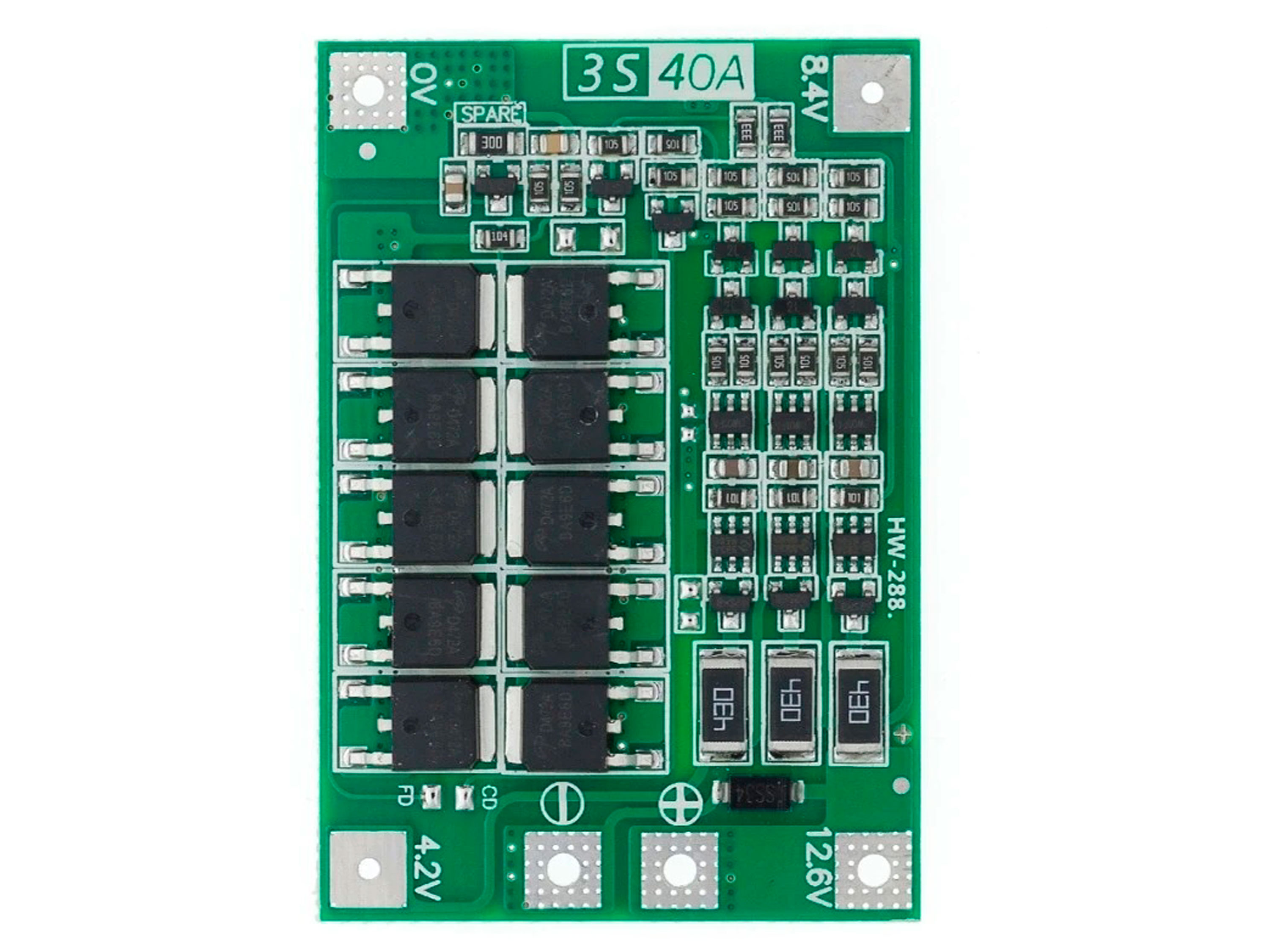 Модуль BMS для контролю заряду/розряду 3S 18650 Li-Ion акумуляторів (40A) (світлина #1)