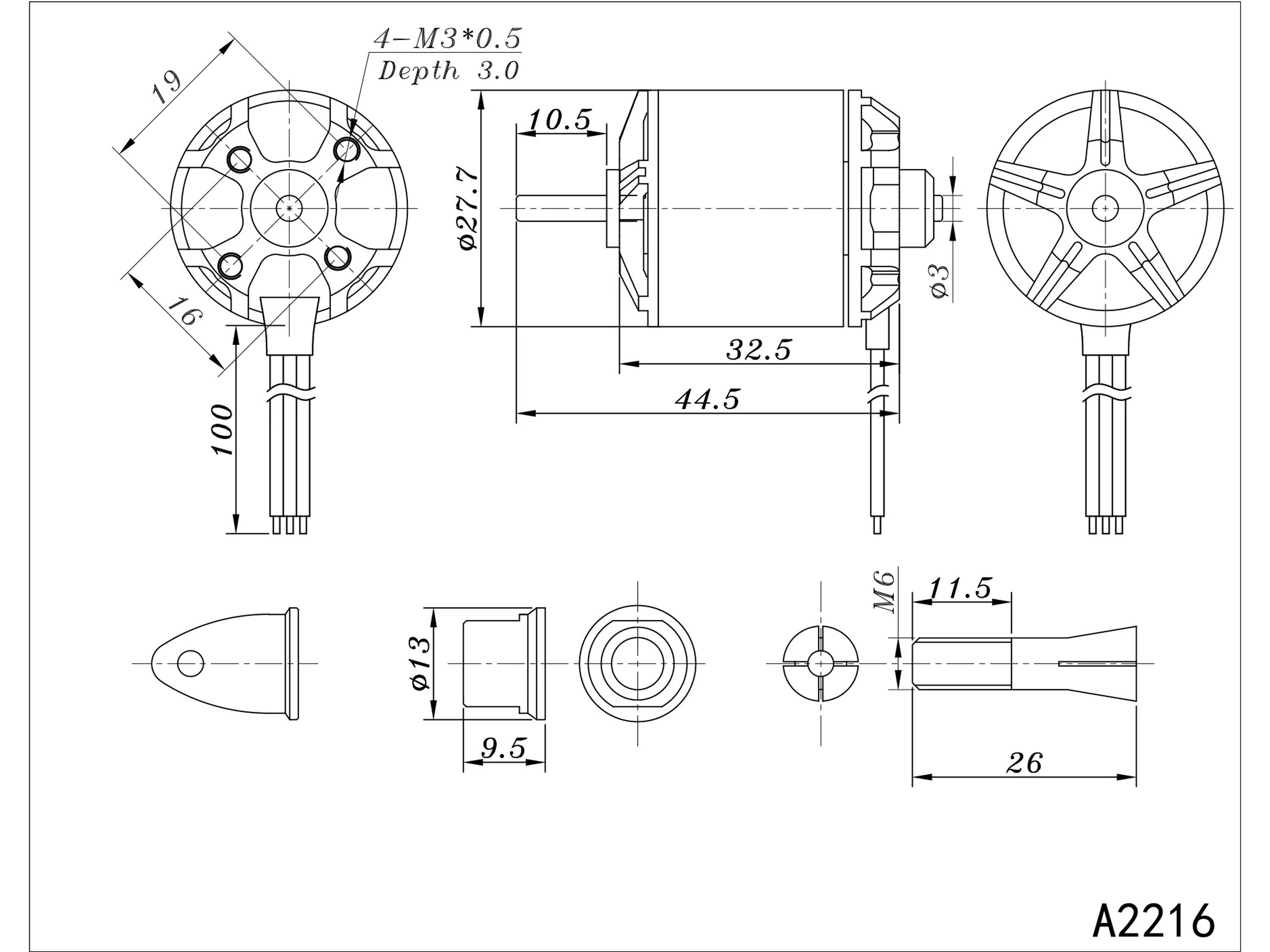 Двигун безколекторний SunnySky A2216-880kv V2 (світлина #4)