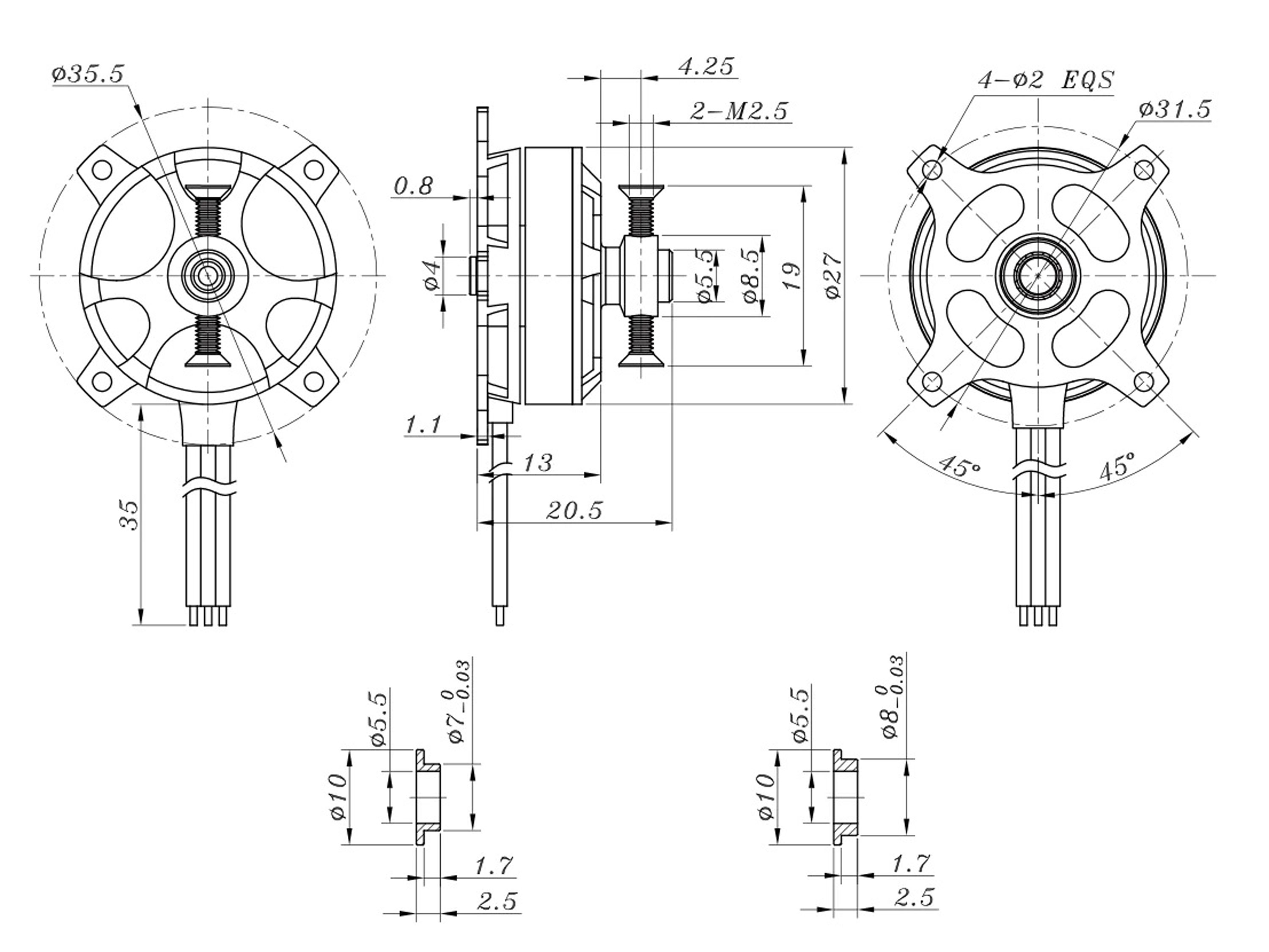 Двигун безколекторний SunnySky X2204-1480kv (світлина #5)