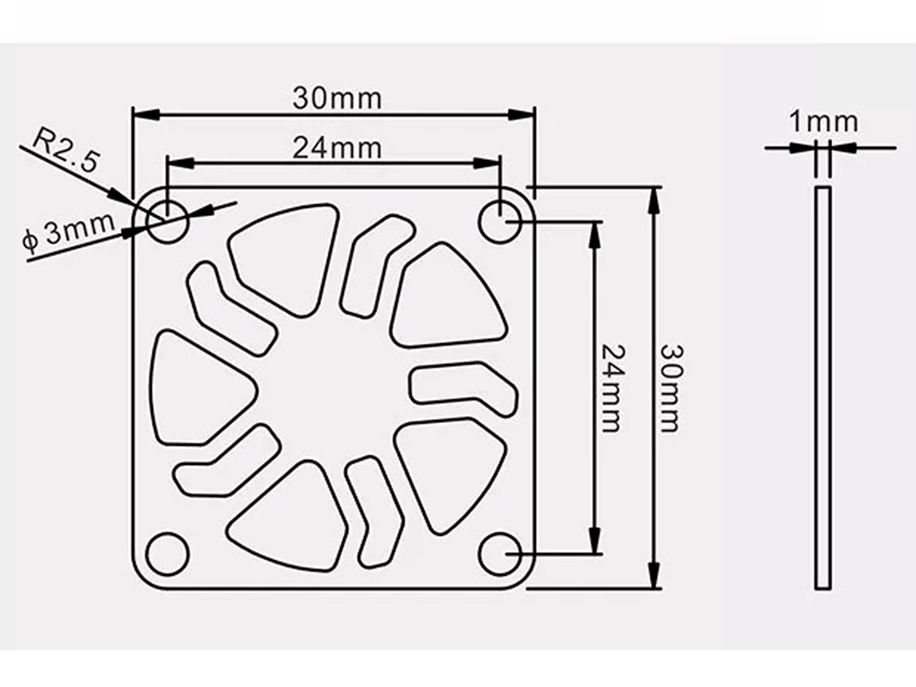 Карбоновий захист для охолоджуючих вентиляторів 30х30мм (світлина #4)