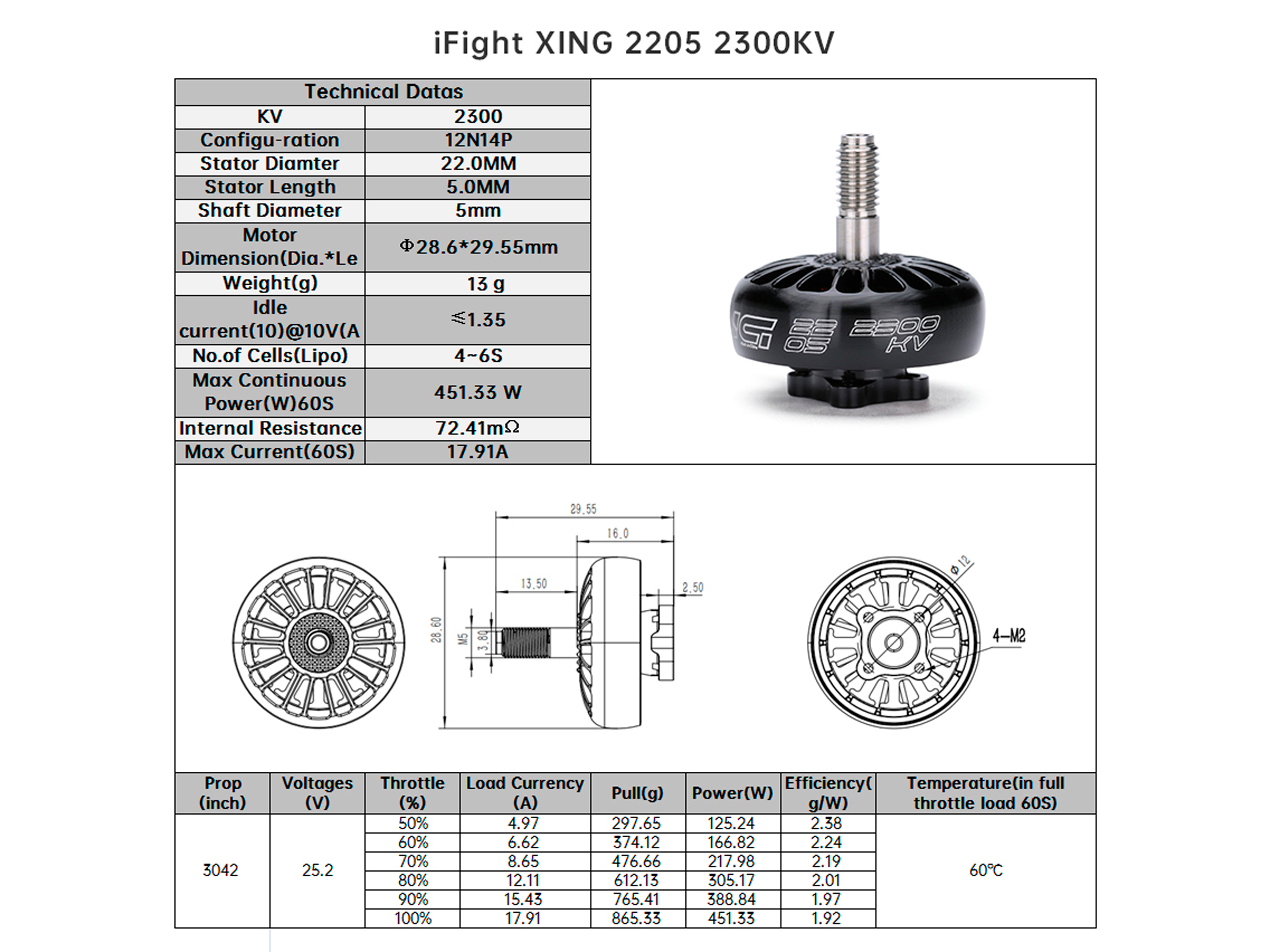 Двигун безколекторний iFlight XING 2205-2300kv (світлина #5)