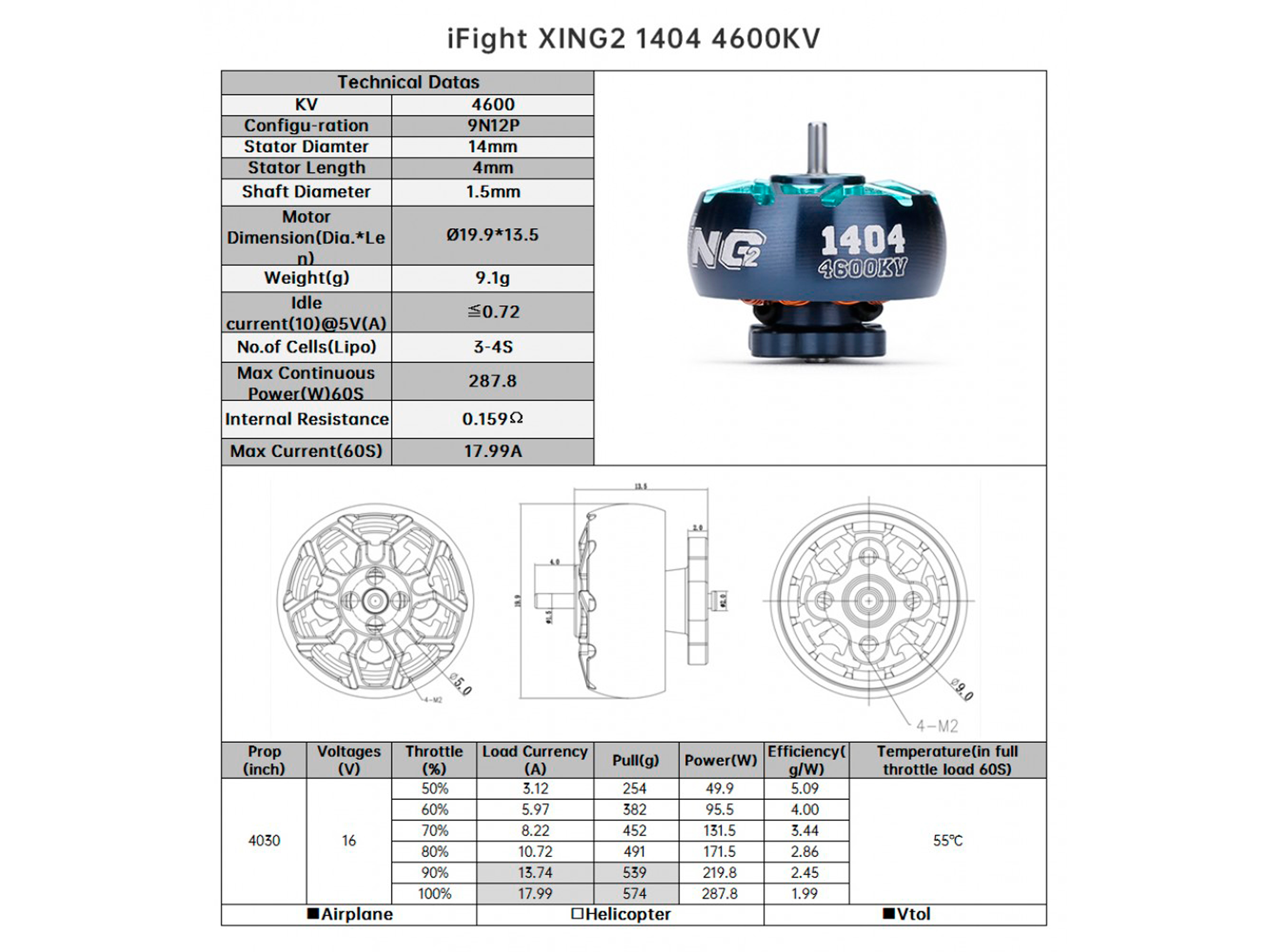 Двигун безколекторний iFlight XING2 1404-4600kv (світлина #6)