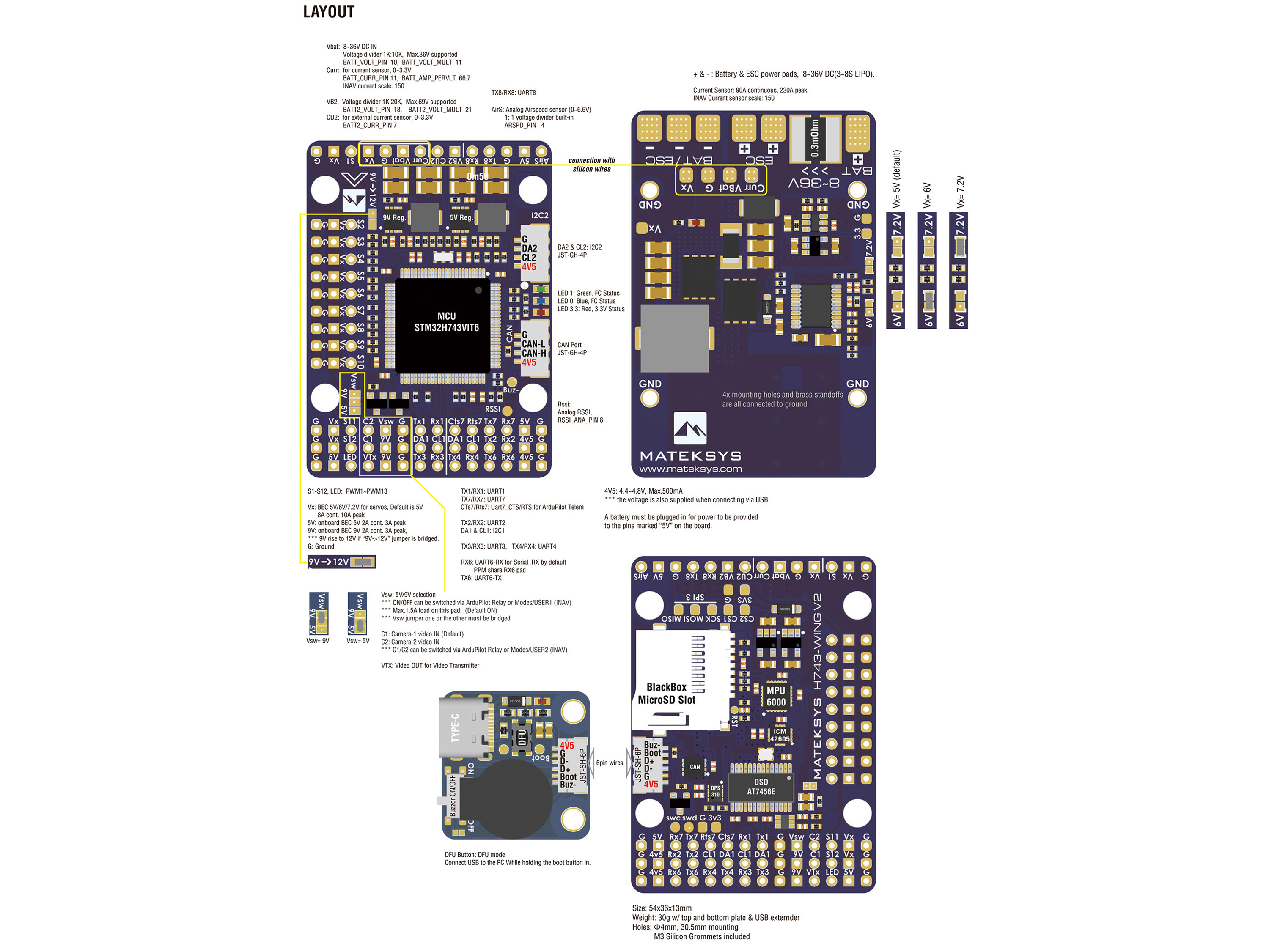 Польотний контролер Matek H743-WING V3 (світлина #3)