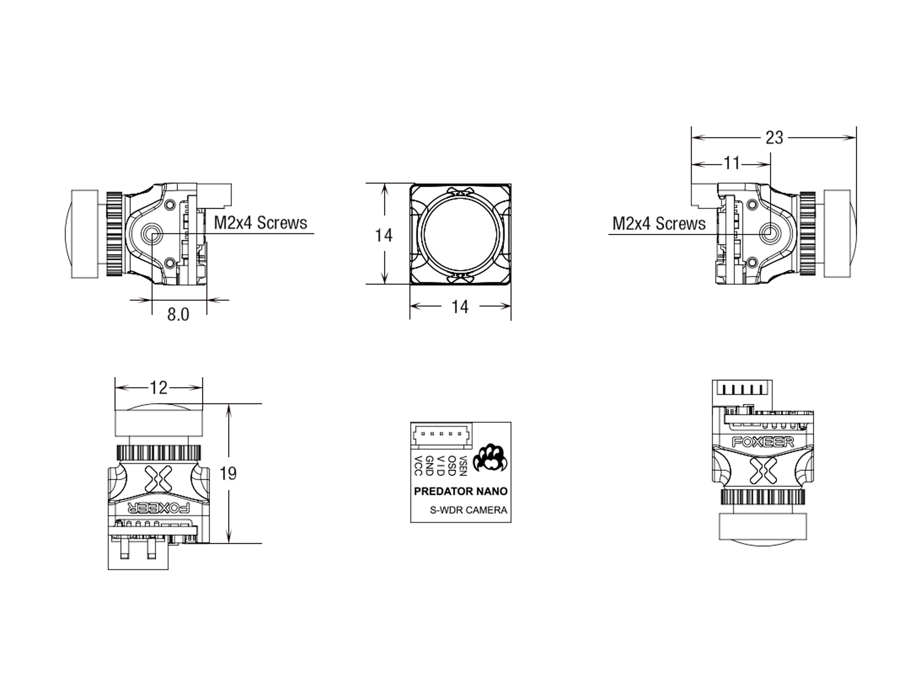 Камера Foxeer Predator 5 Nano FPV 1000TVL 1.7мм (чорна) (світлина #4)