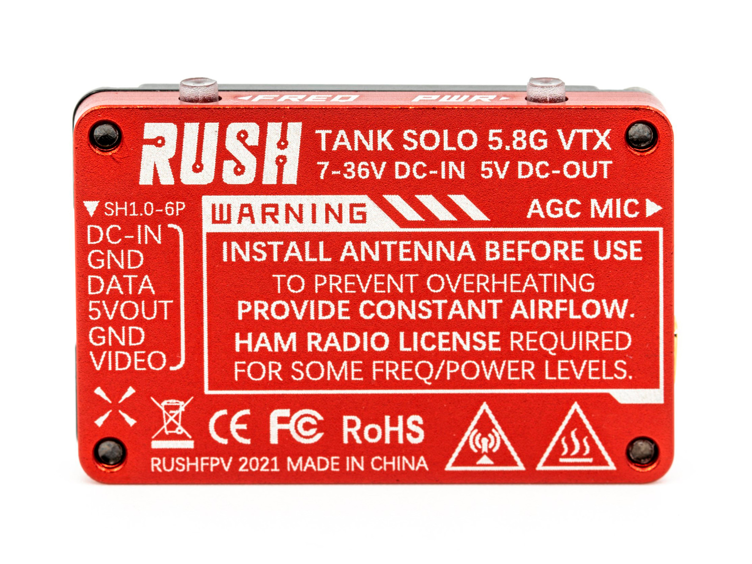 Відеопередавач RUSH Tank Solo 5.8GHz 1600mW (світлина #3)