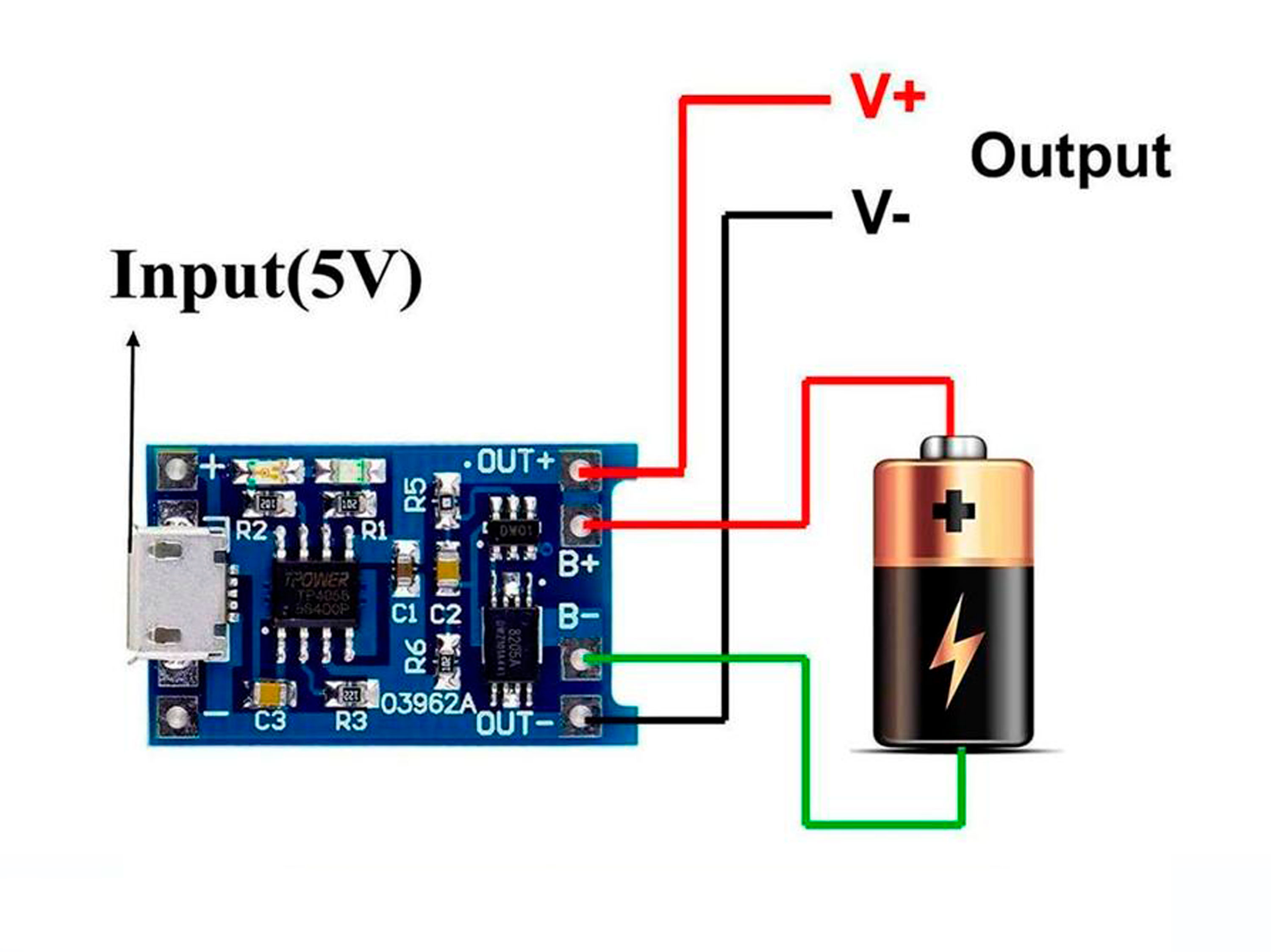 Контролер заряду TP4056 MicroUSB для 1S Li-Ion акумуляторів (без захисту) (світлина #2)