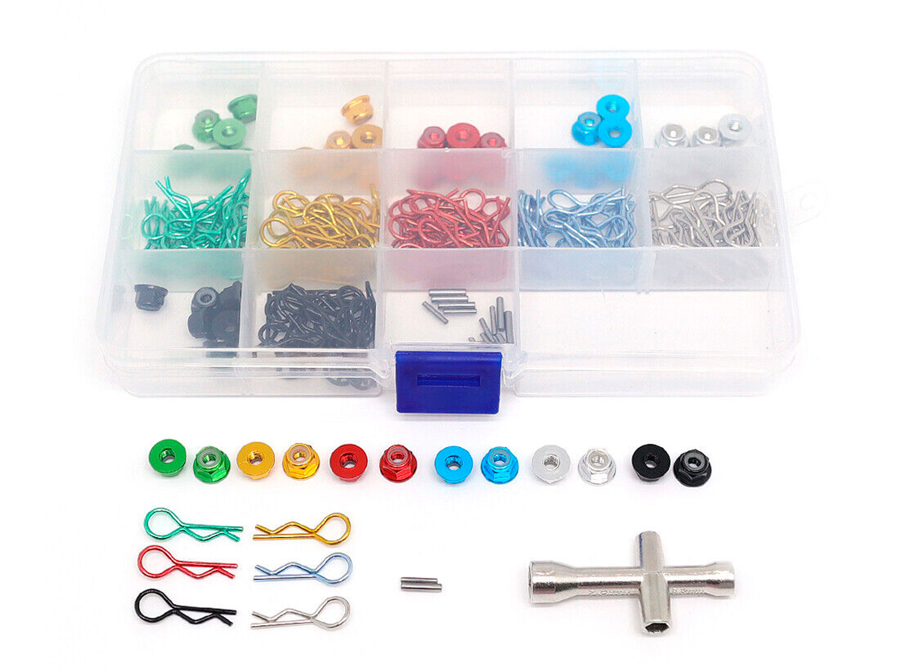 Набір кліпс з гайками М4 для автомоделей 1/10 / 1/12 (180шт) (світлина #4)