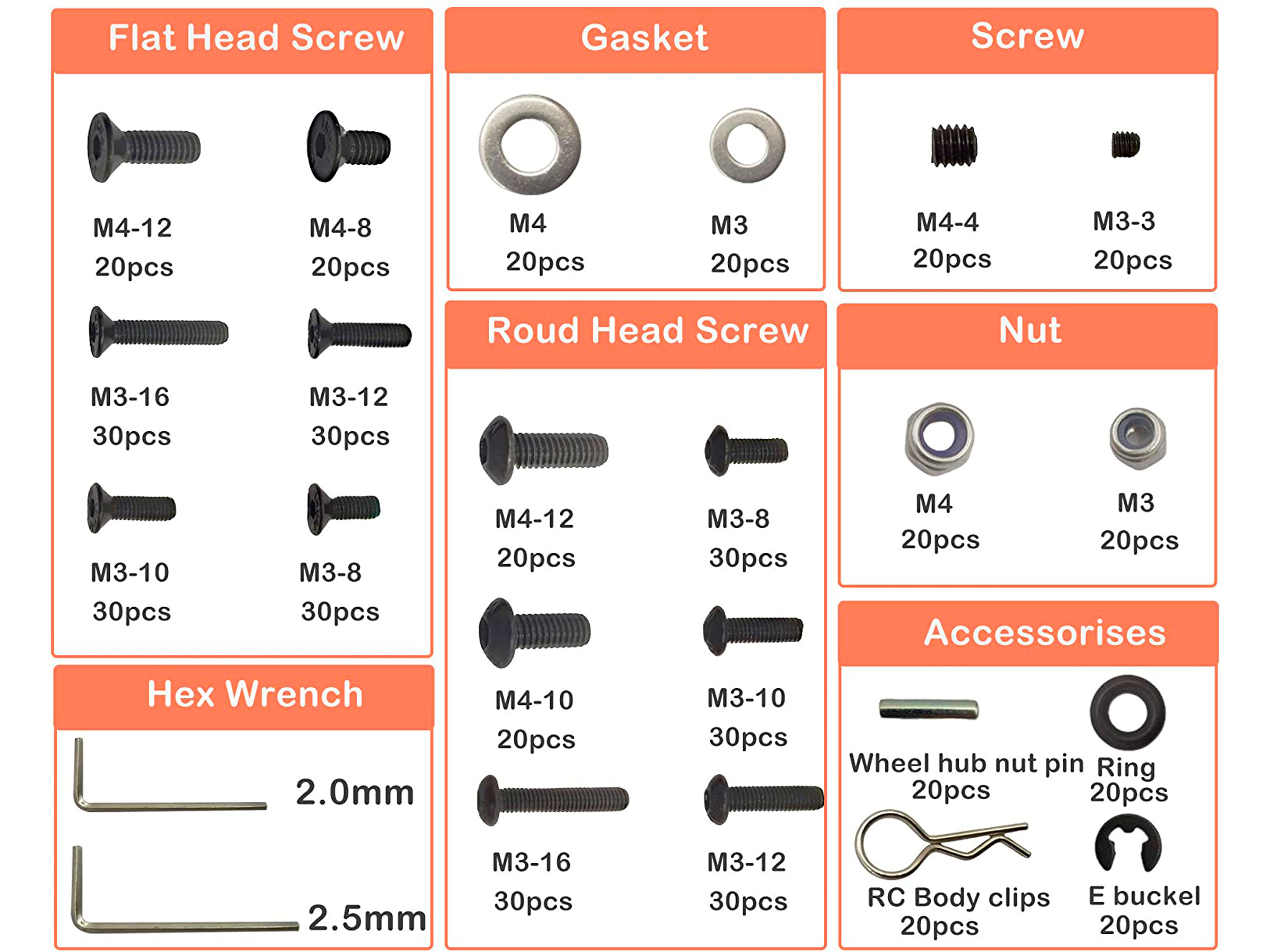 Ремонтний набір для автомоделей 1/8 / 1/10 (522шт) (світлина #3)