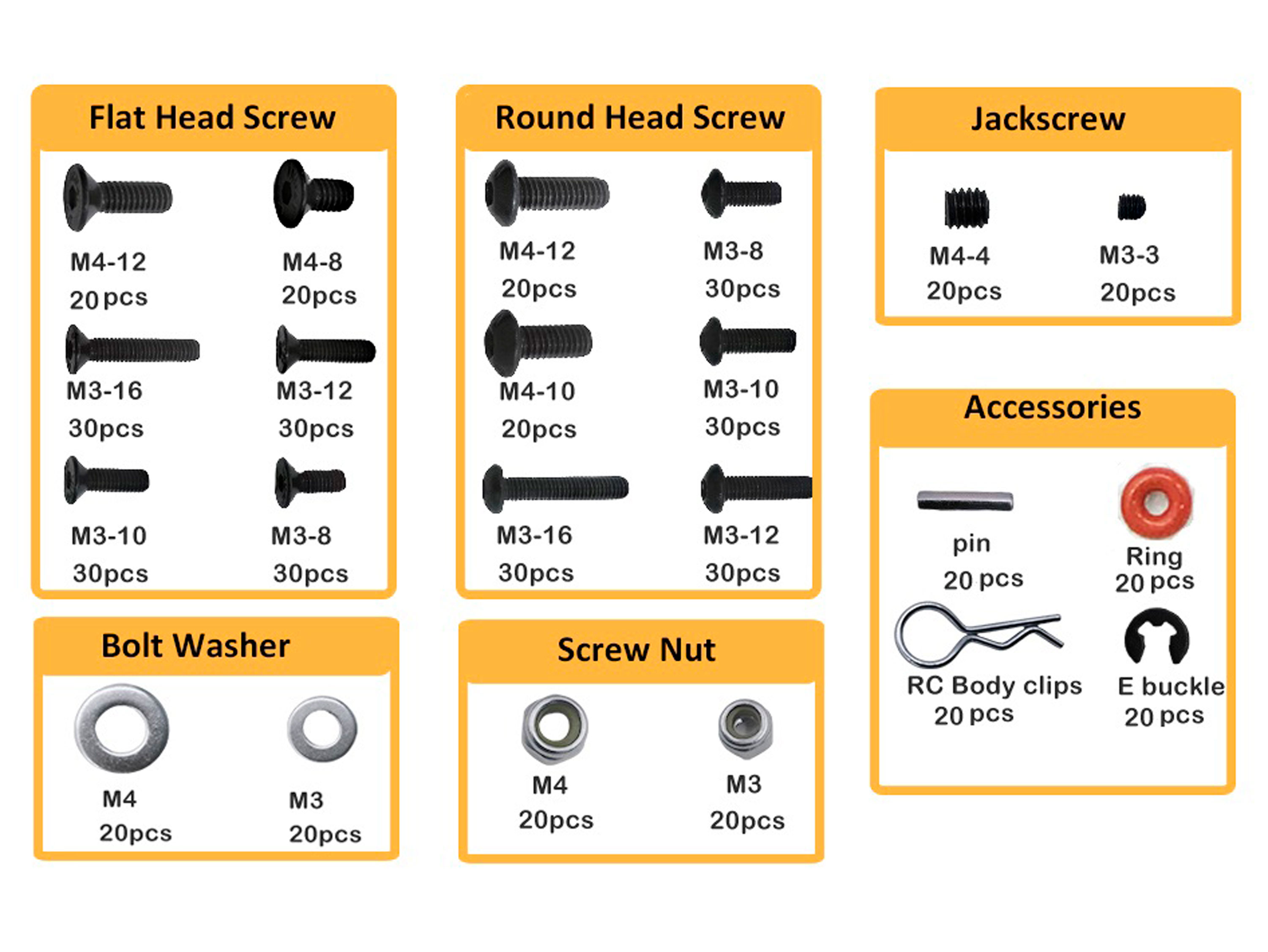 Ремонтний набір для автомоделей 1/8 / 1/10 (500шт) (світлина #3)