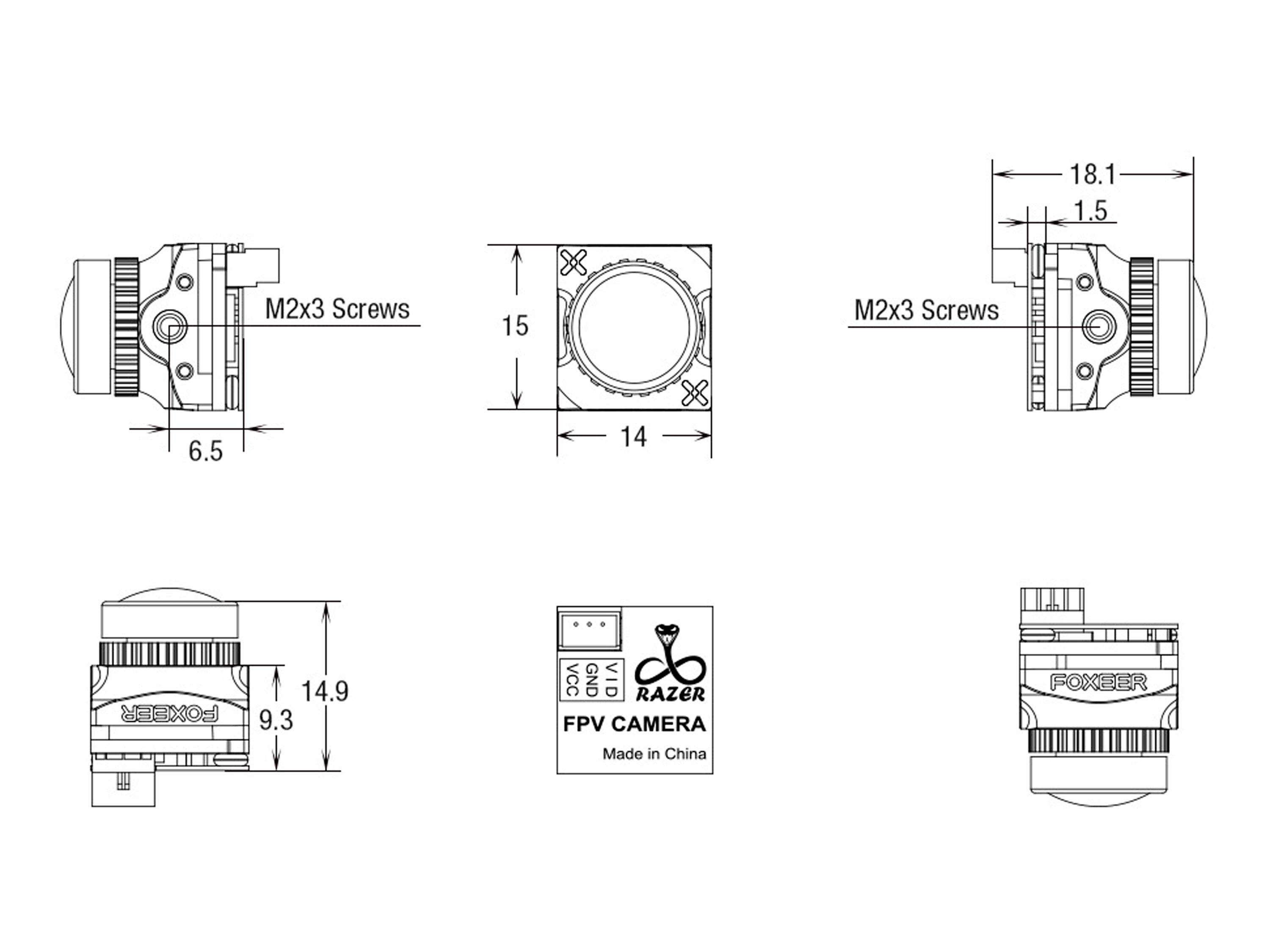 Камера Foxeer Razer Nano FPV 1200TVL 1.8мм (чорна) (світлина #4)