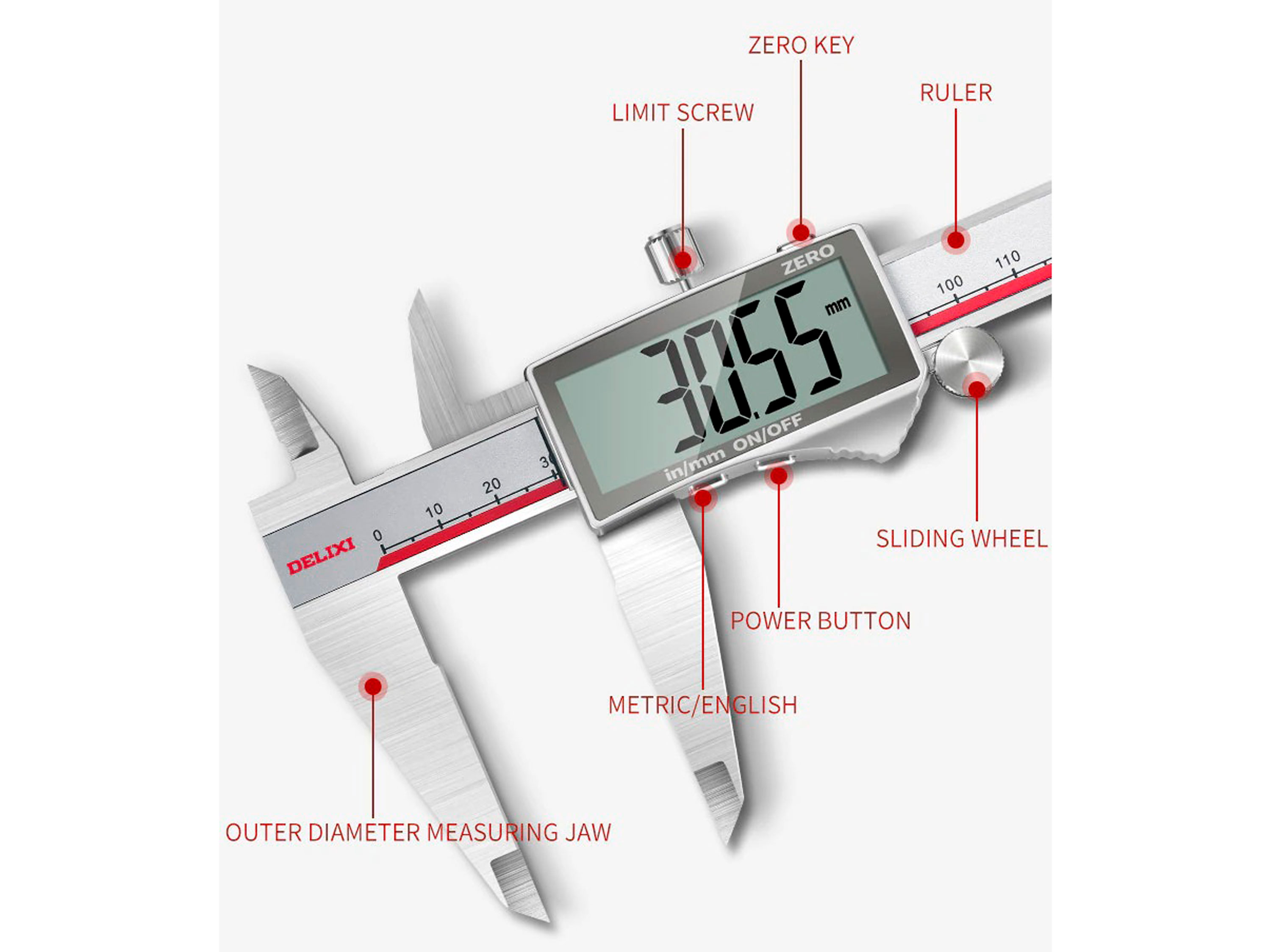 Штангенциркуль цифровий Delixi (150мм) (світлина #2)