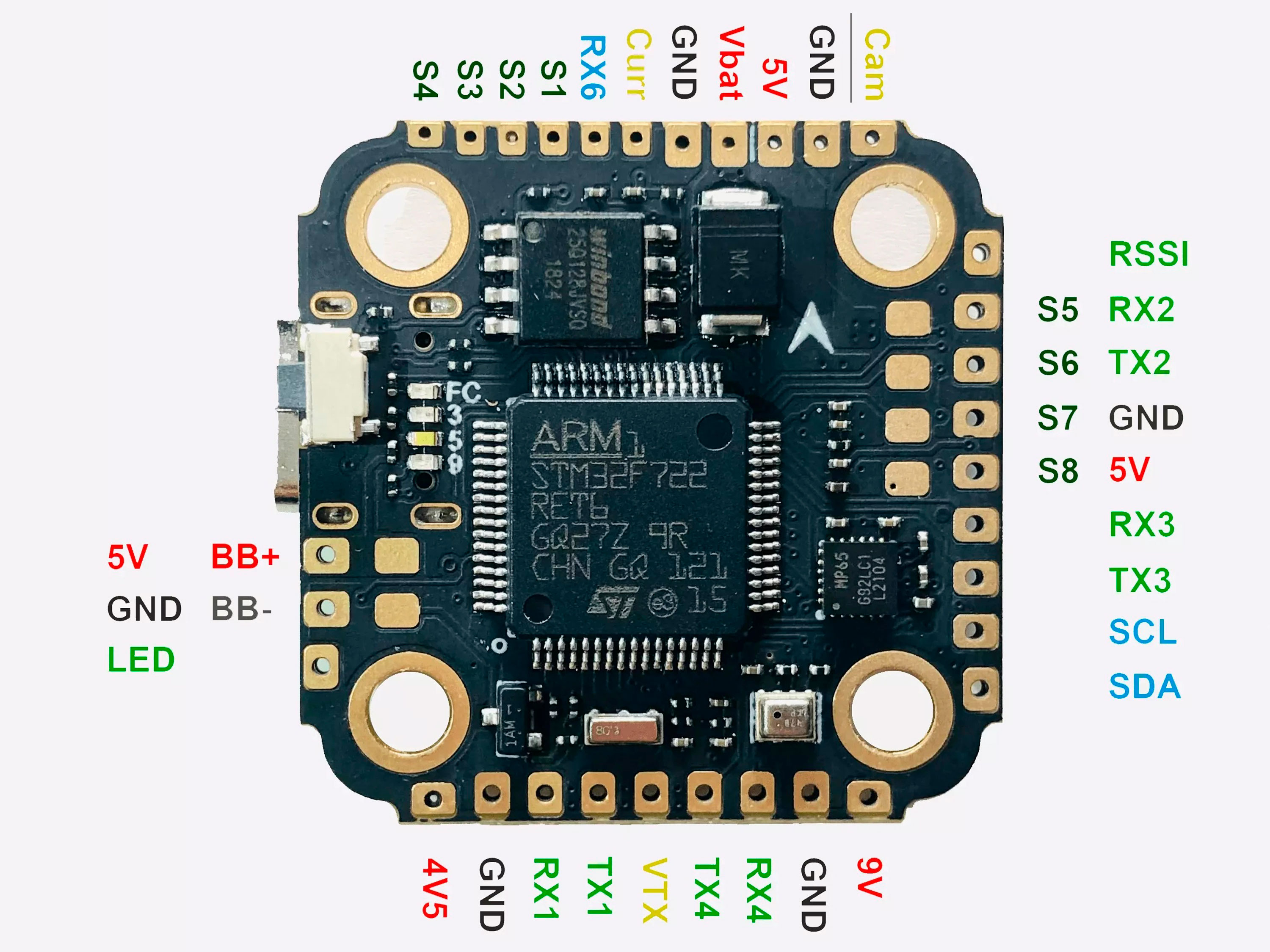 Aocoda F722 Mini V1.0 (польотний контролер F7 + регулятор 4в1 25А/35A) (світлина #5)