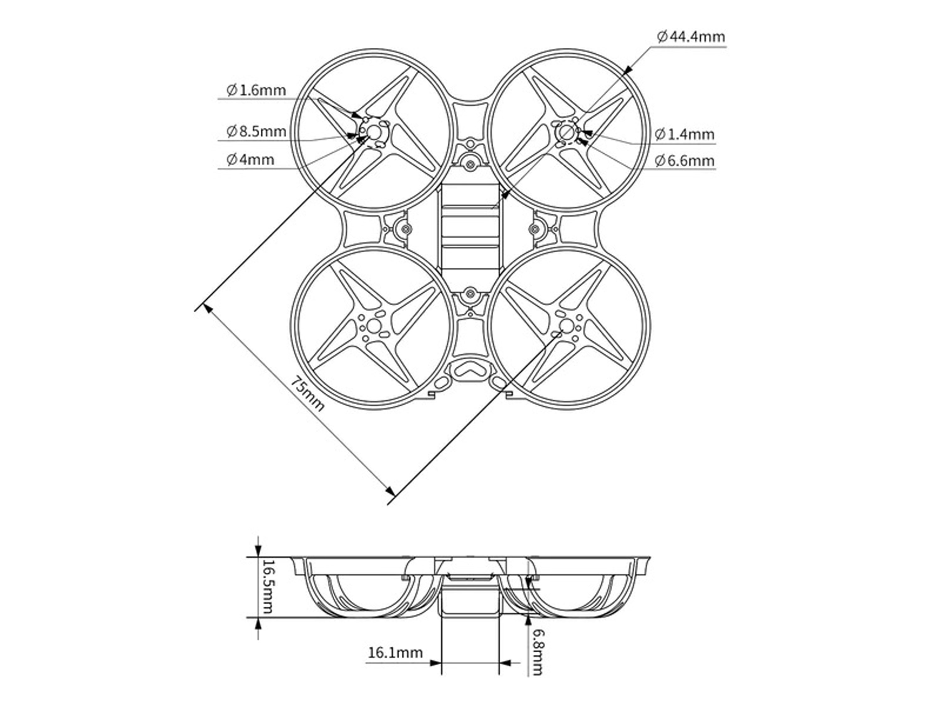 Рама BetaFPV Meteor75 (Yellow) (світлина #3)