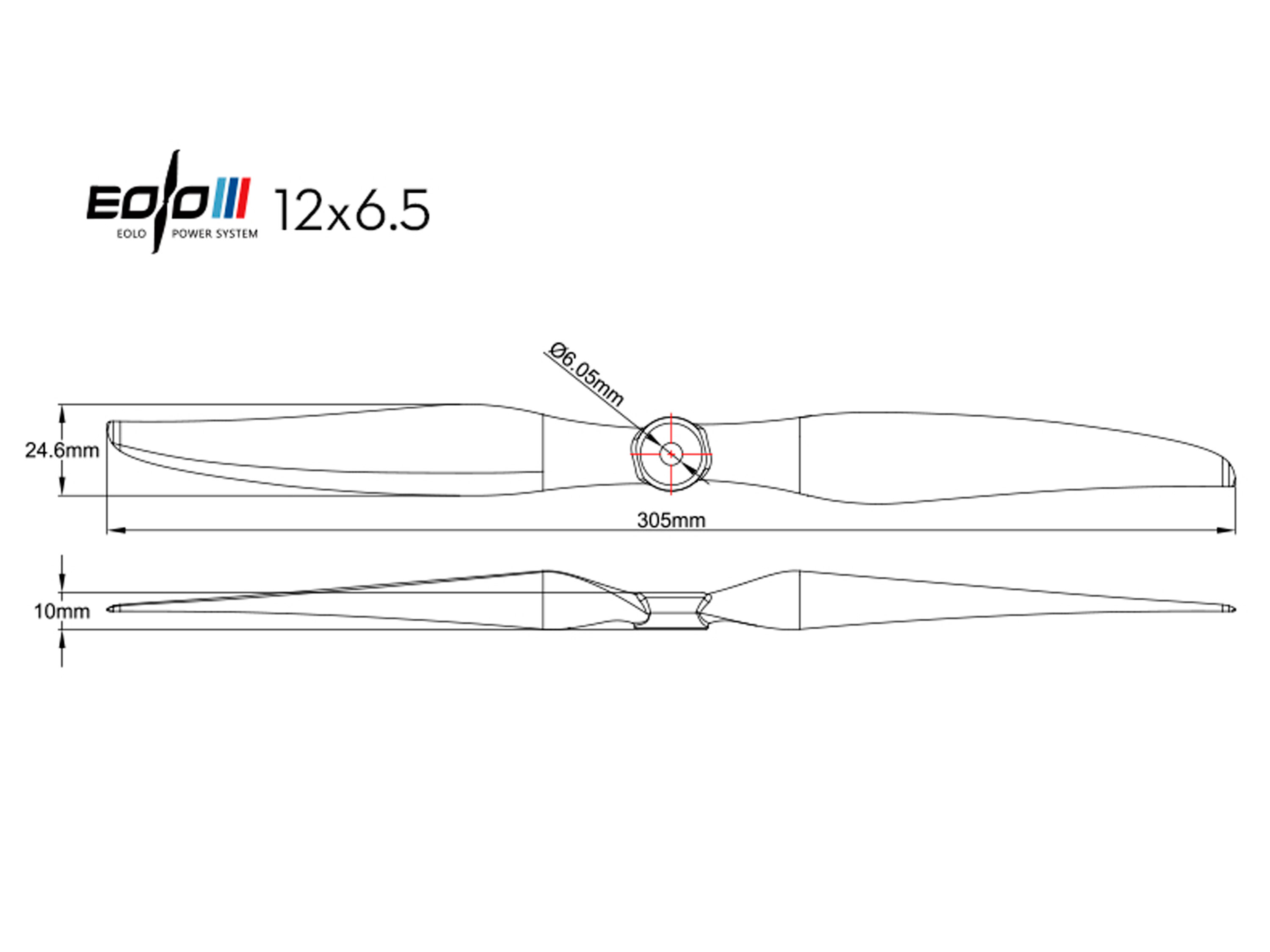 Пропелер SunnySky Eolo 12x6.5E (світлина #3)
