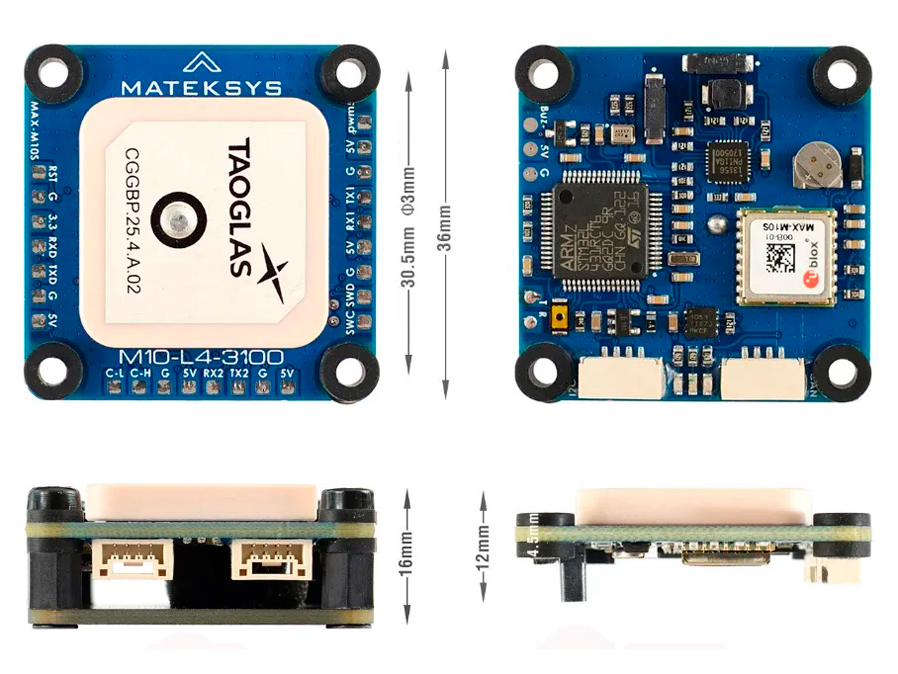 Модуль GPS Matek M10-L4-3100 (з компасом) (світлина #3)