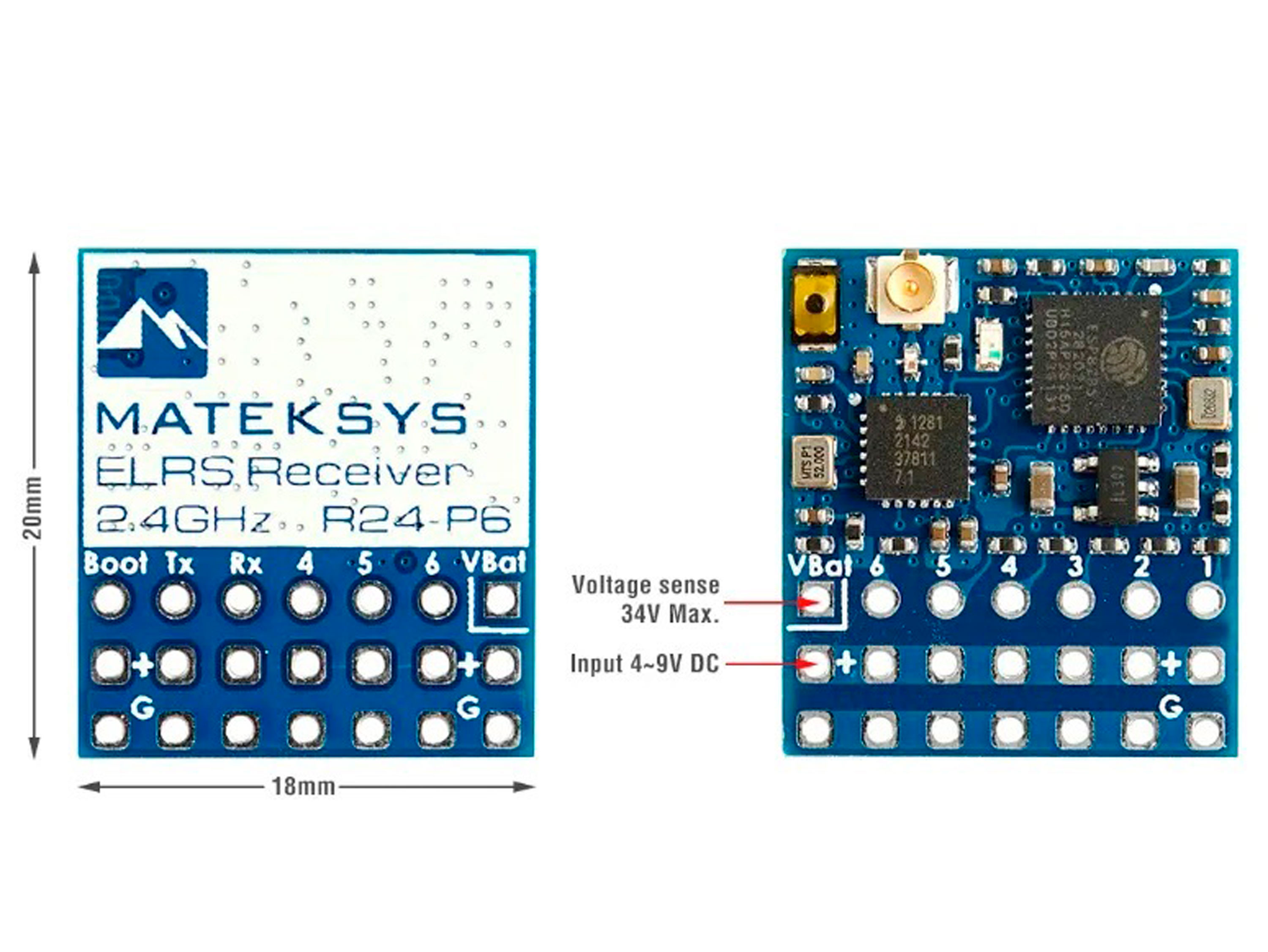 Приймач Matek R24-P6 PWM ELRS (2.4GHz) (світлина #3)