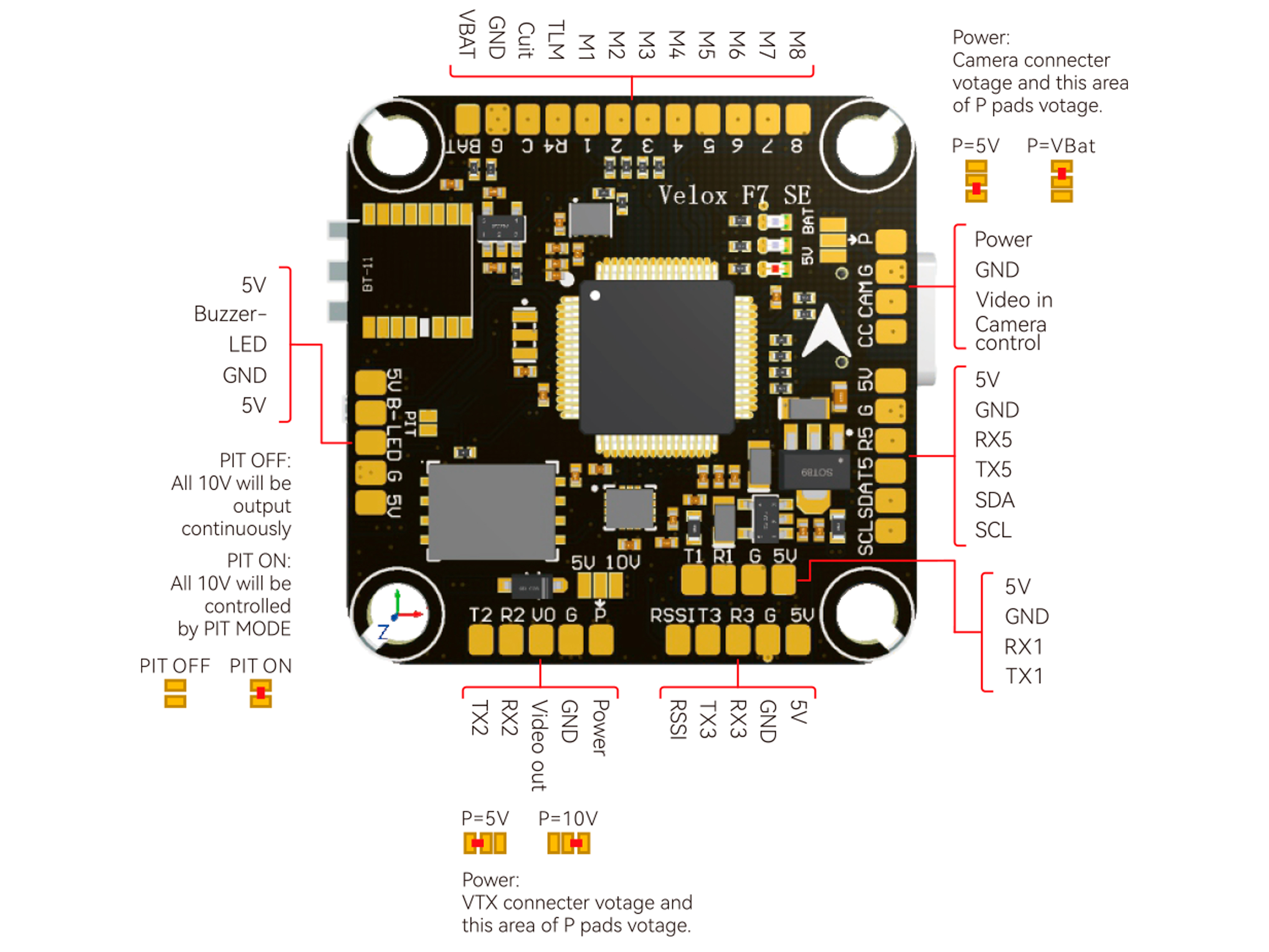 T-Motor Velox F722 SE (польотний контролер F7 + регулятор 4в1 V50A) (світлина #6)