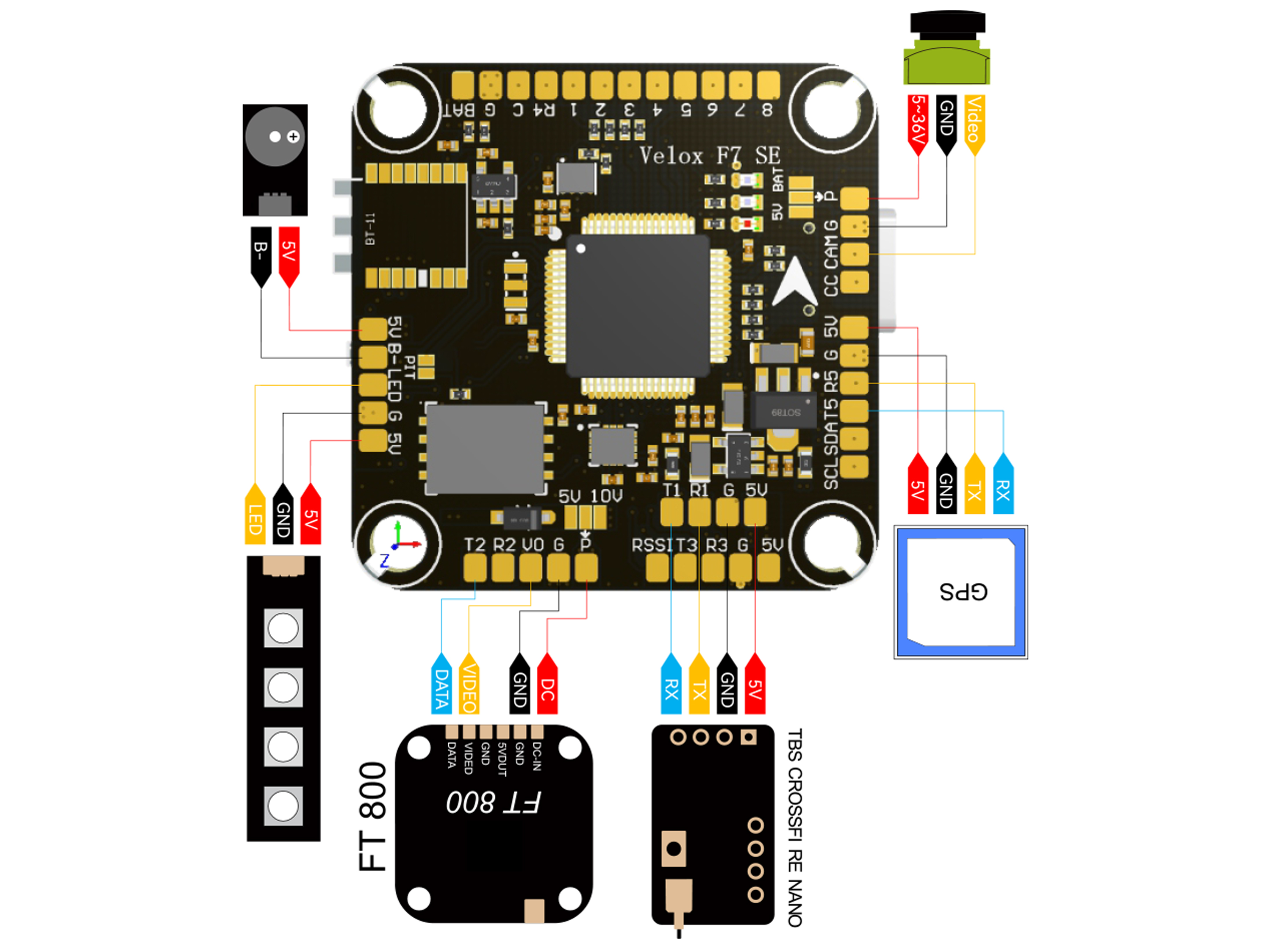 T-Motor Velox F722 SE (польотний контролер F7 + регулятор 4в1 V50A) (світлина #8)