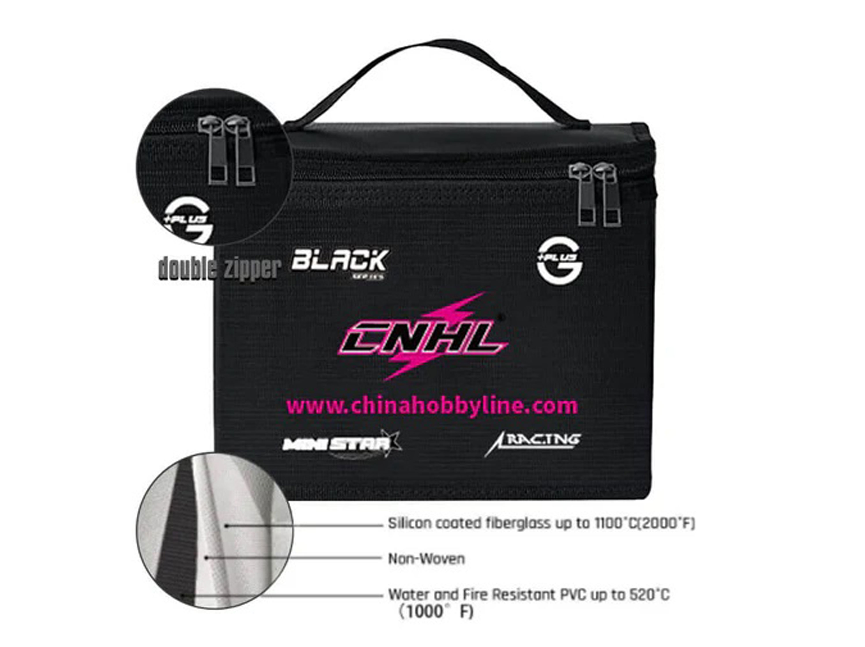 Протипожежна сумка CNHL для LiPo акумуляторів (чорна) (світлина #4)