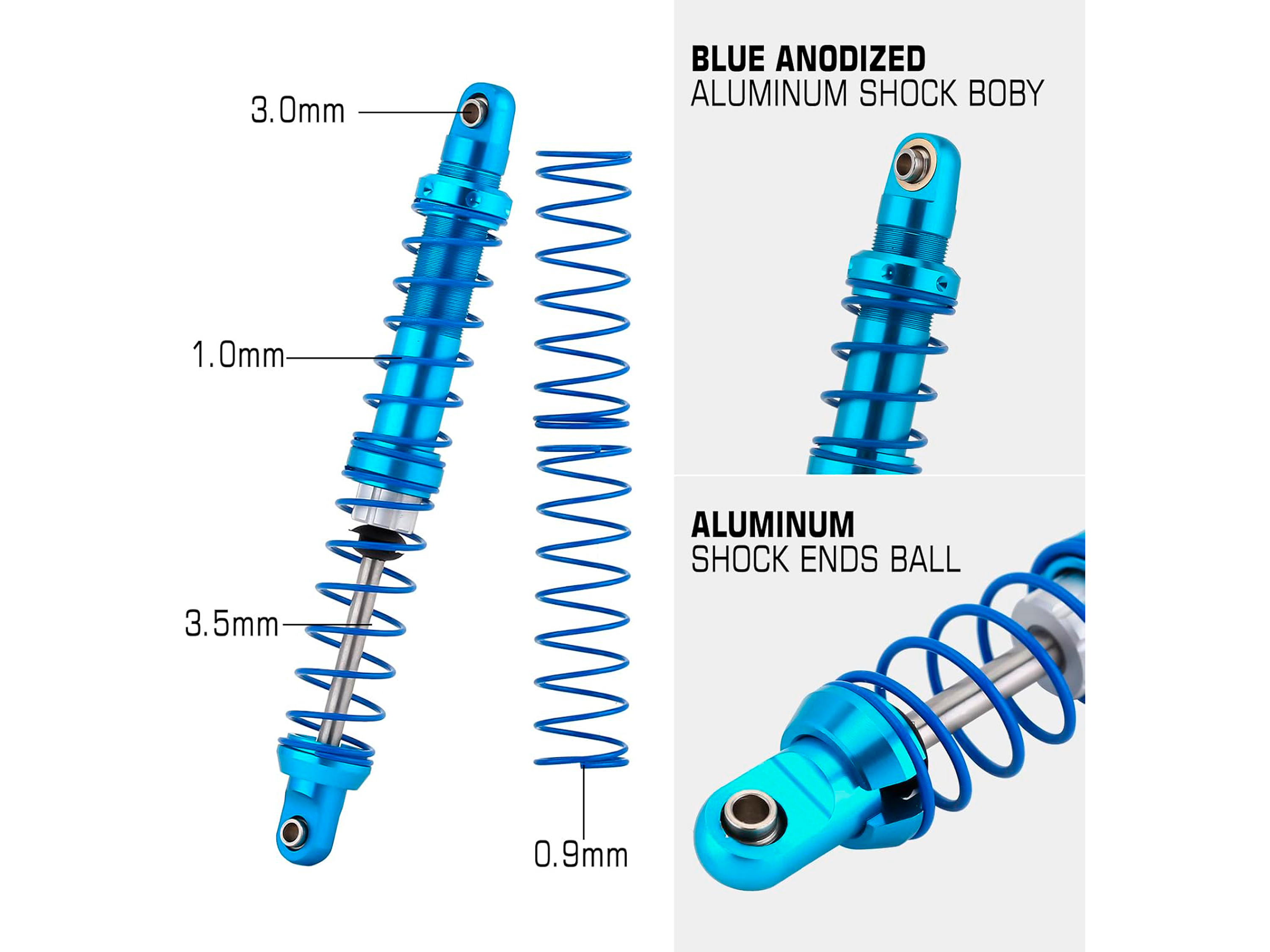 Масляні амортизатори Readytosky D90 80мм пара (сині) (світлина #2)