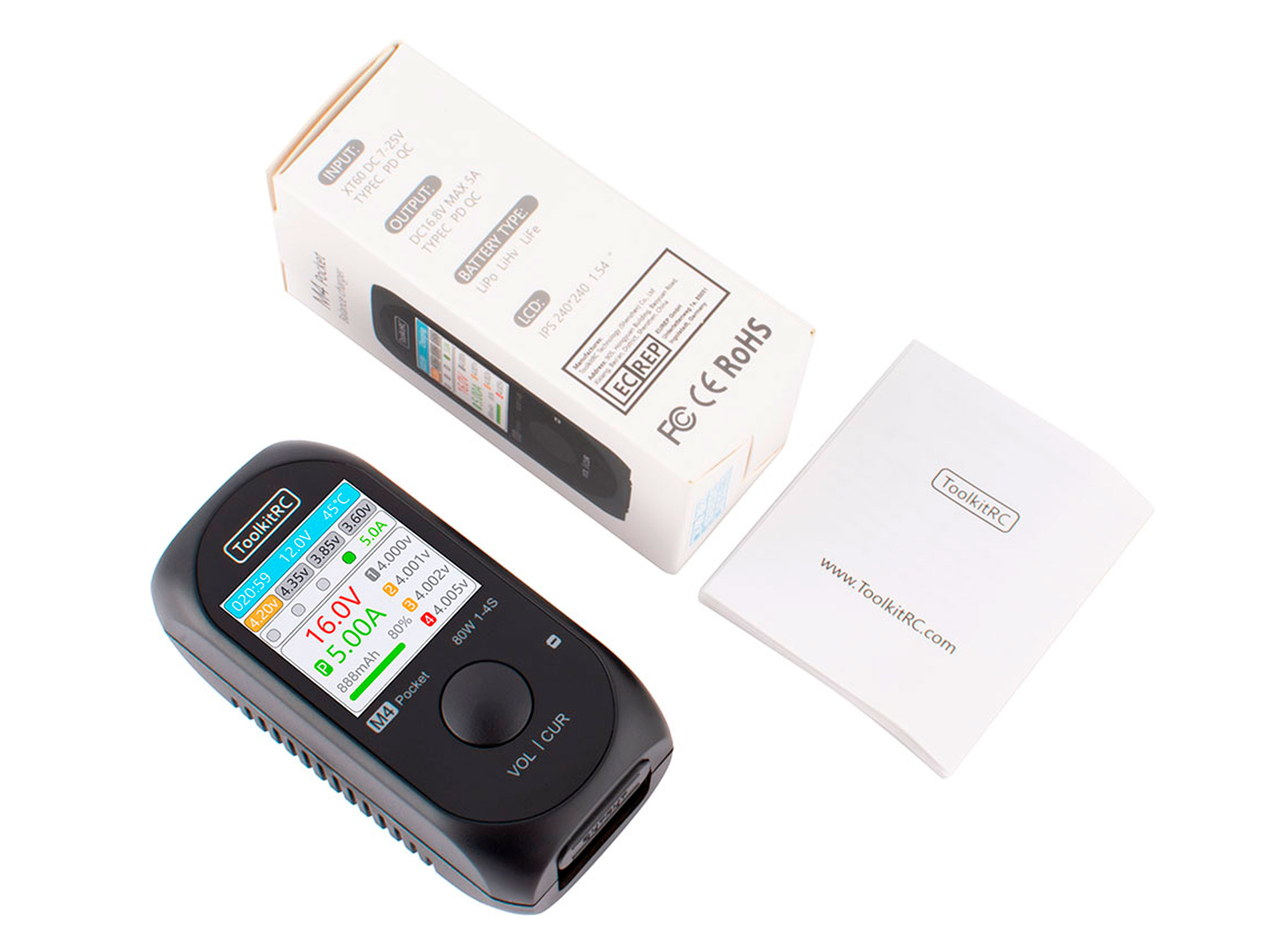 Зарядний пристрій ToolkitRC M4 Pocket 80W 5A (XT30/XT60) (світлина #8)