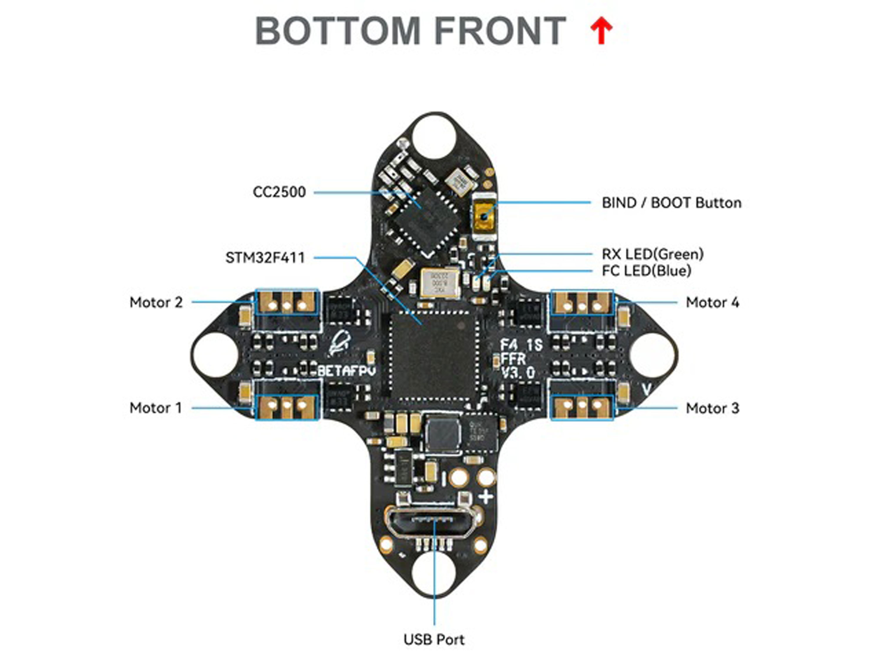 Польотний контролер BetaFPV F4 1S 5A AIO Classical (SPI Frsky) (світлина #3)