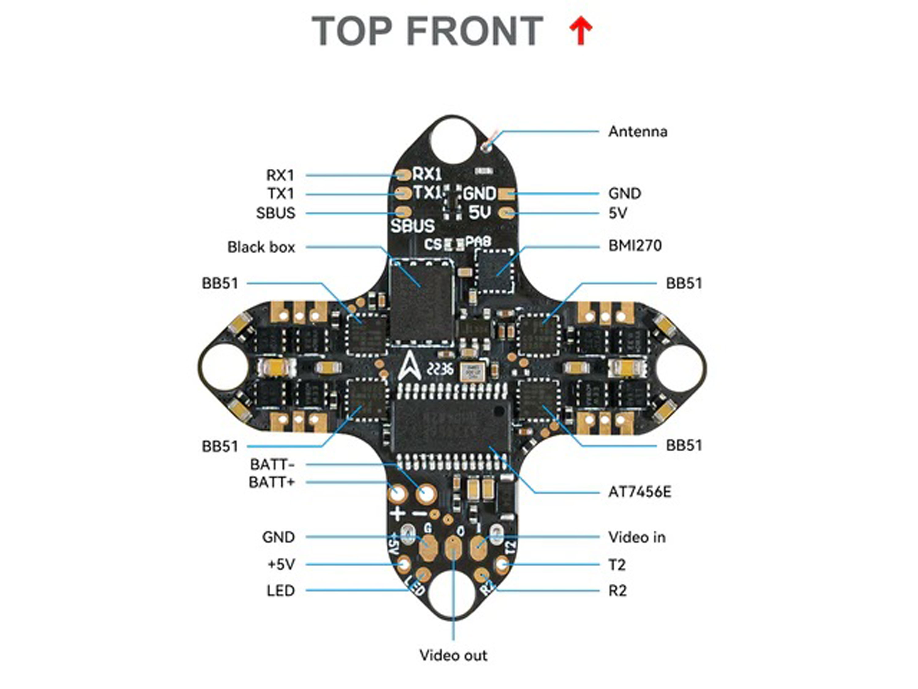 Польотний контролер BetaFPV F4 1S 5A AIO Classical (SPI Frsky) (світлина #4)