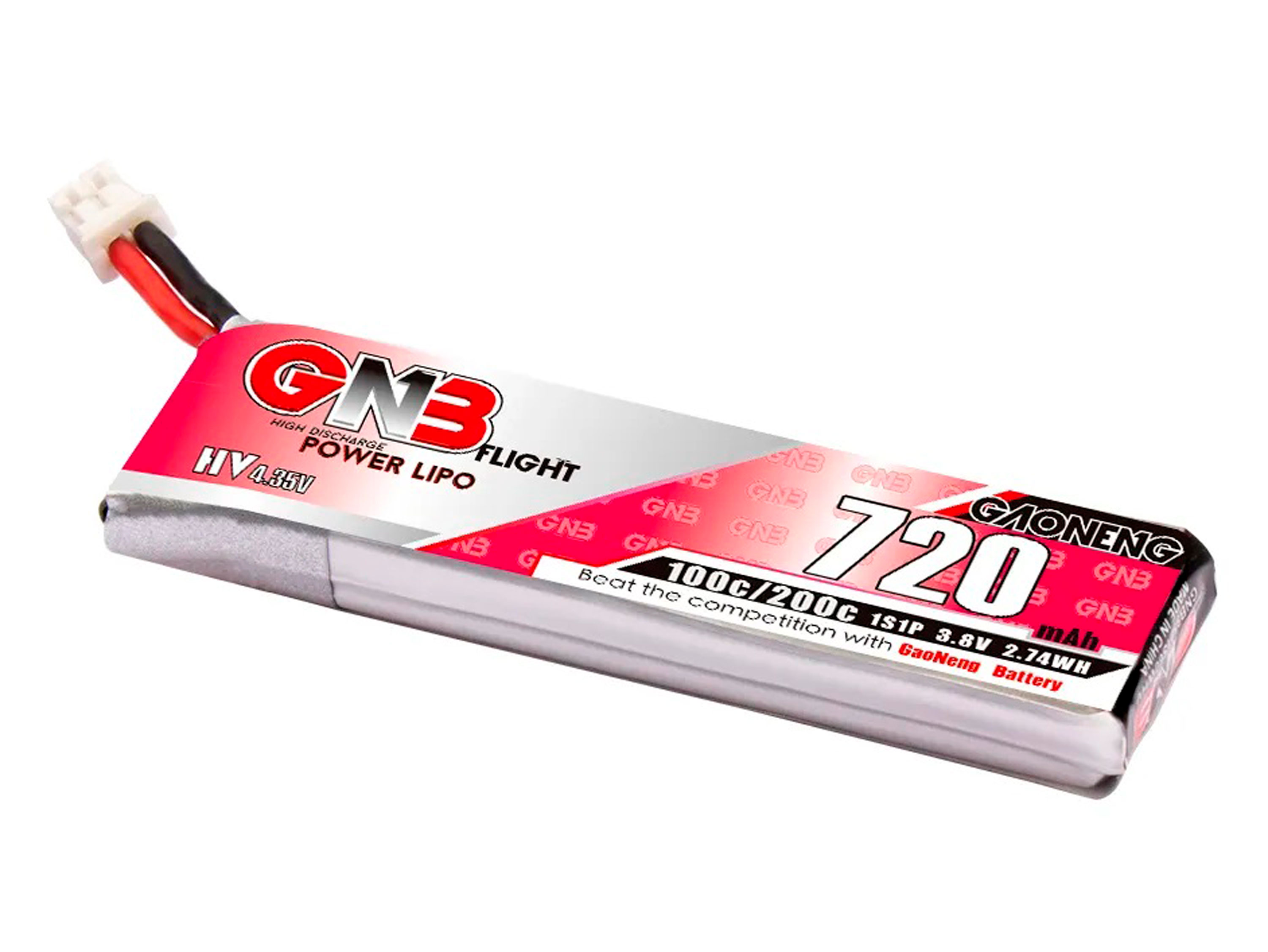 Акумулятор Gaoneng GNB HV PH2.0 720mAh 1S 100C (з дротом) (світлина #1)