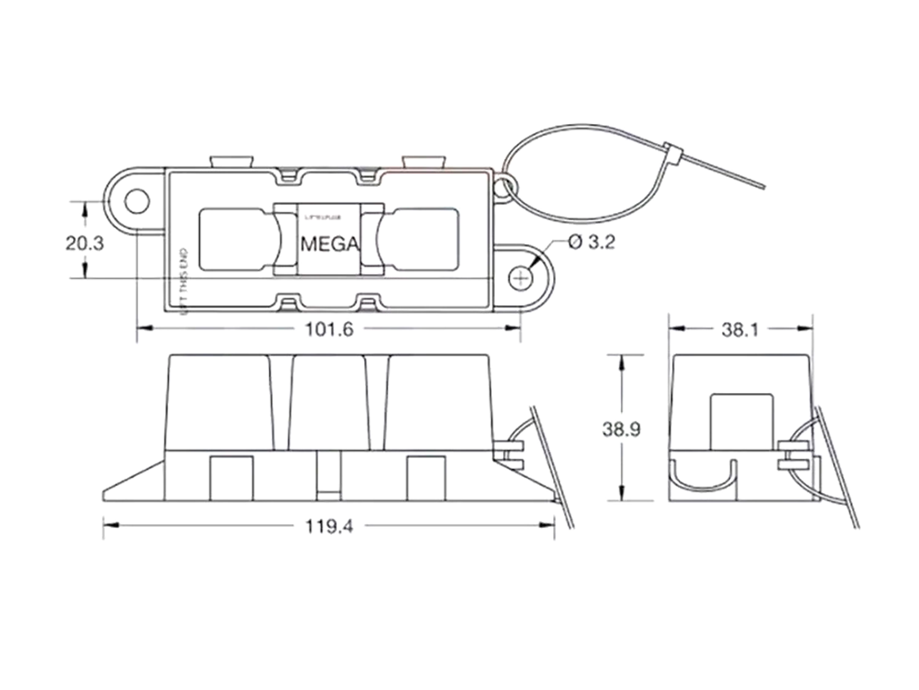 Запобіжник силовий ANM-H3 MEGA M8 200A (з корпусом) (світлина #7)