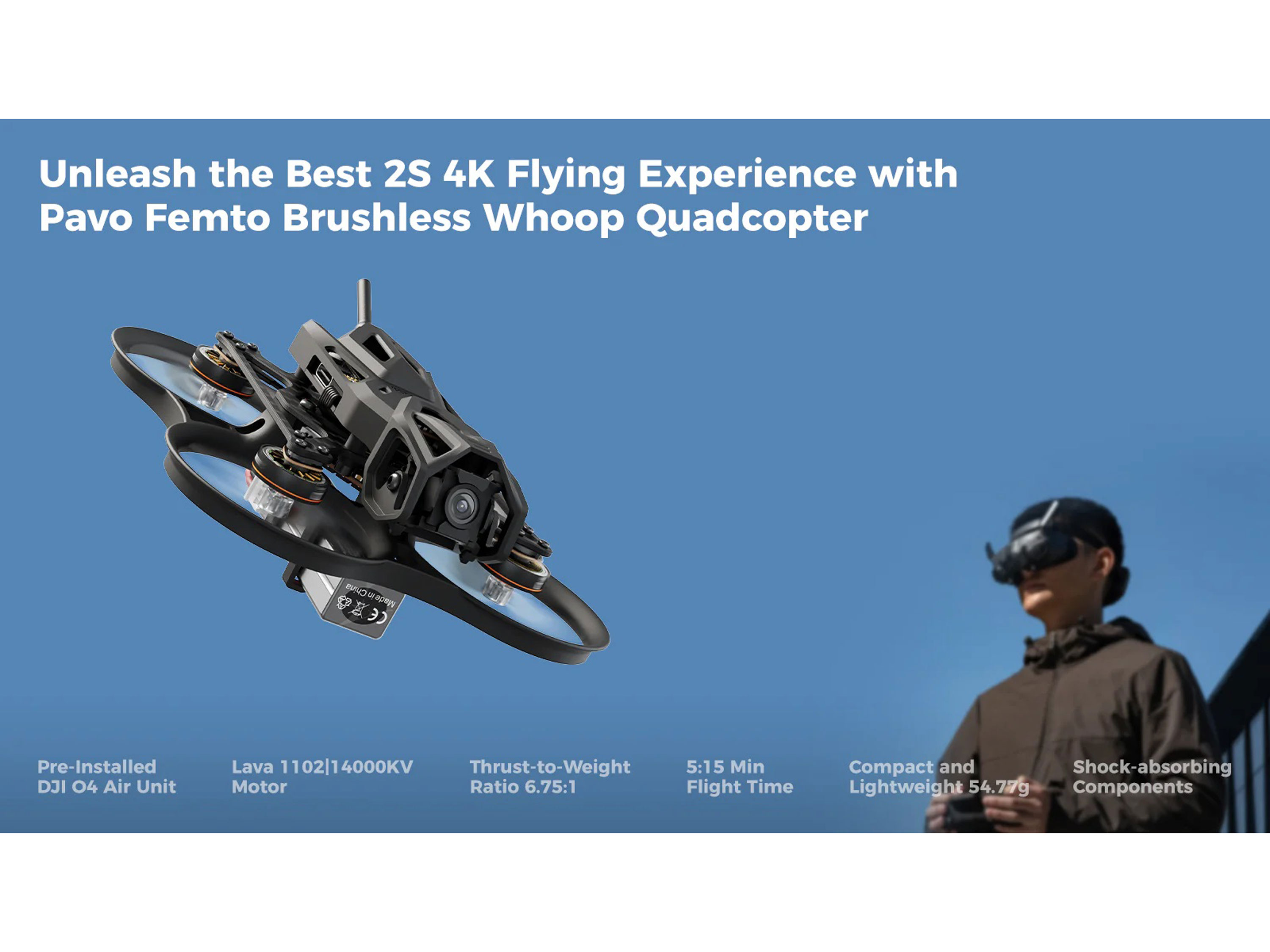 Квадрокоптер BetaFPV Pavo Femto з відеосистемою DJI O4 (ELRS 2.4ГГц) (світлина #6)