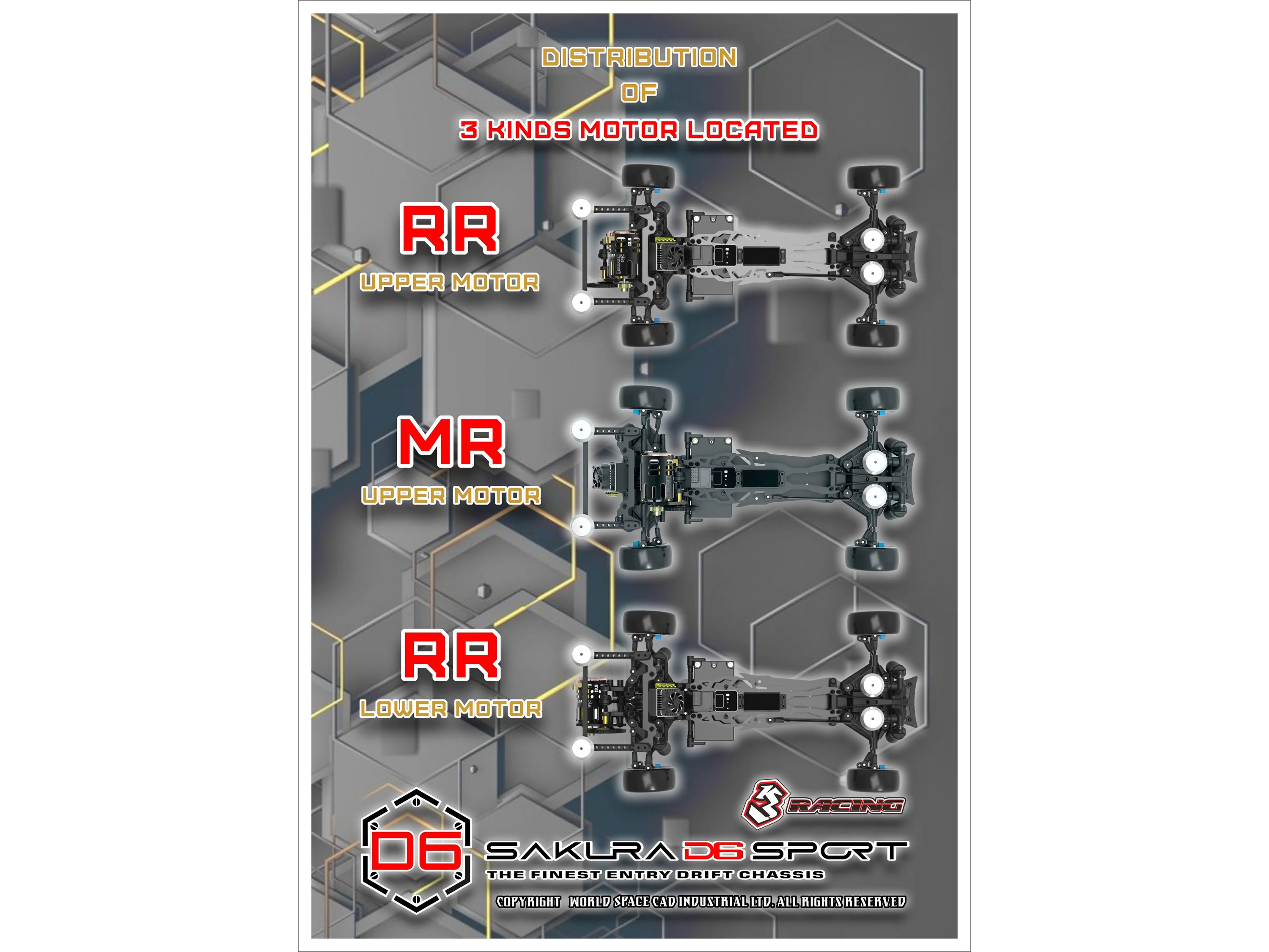 Комплект шасі для дрифту 3Racing Sakura D6 1/10 (KIT) (світлина #4)