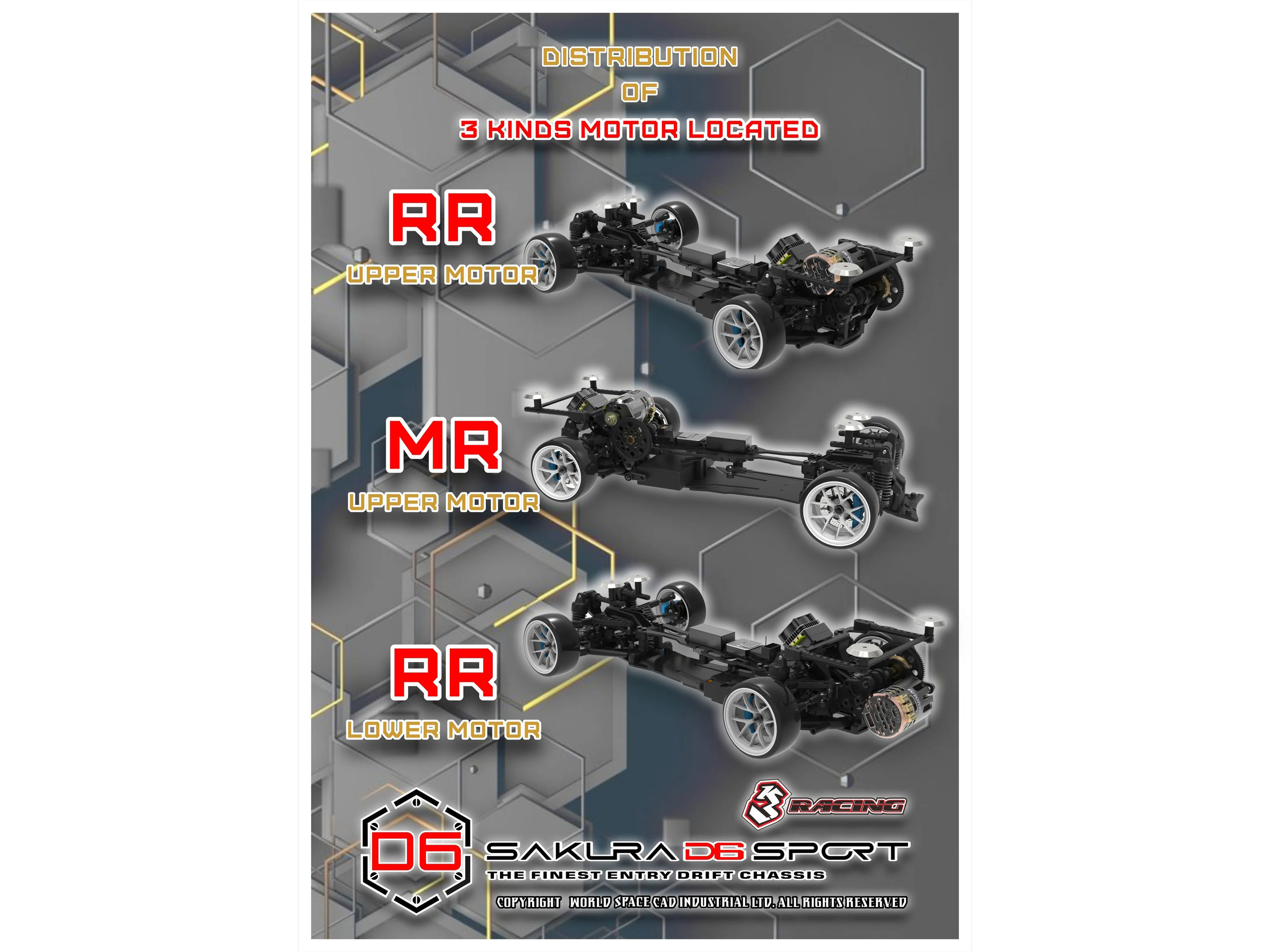 Комплект шасі для дрифту 3Racing Sakura D6 1/10 (KIT) (світлина #6)