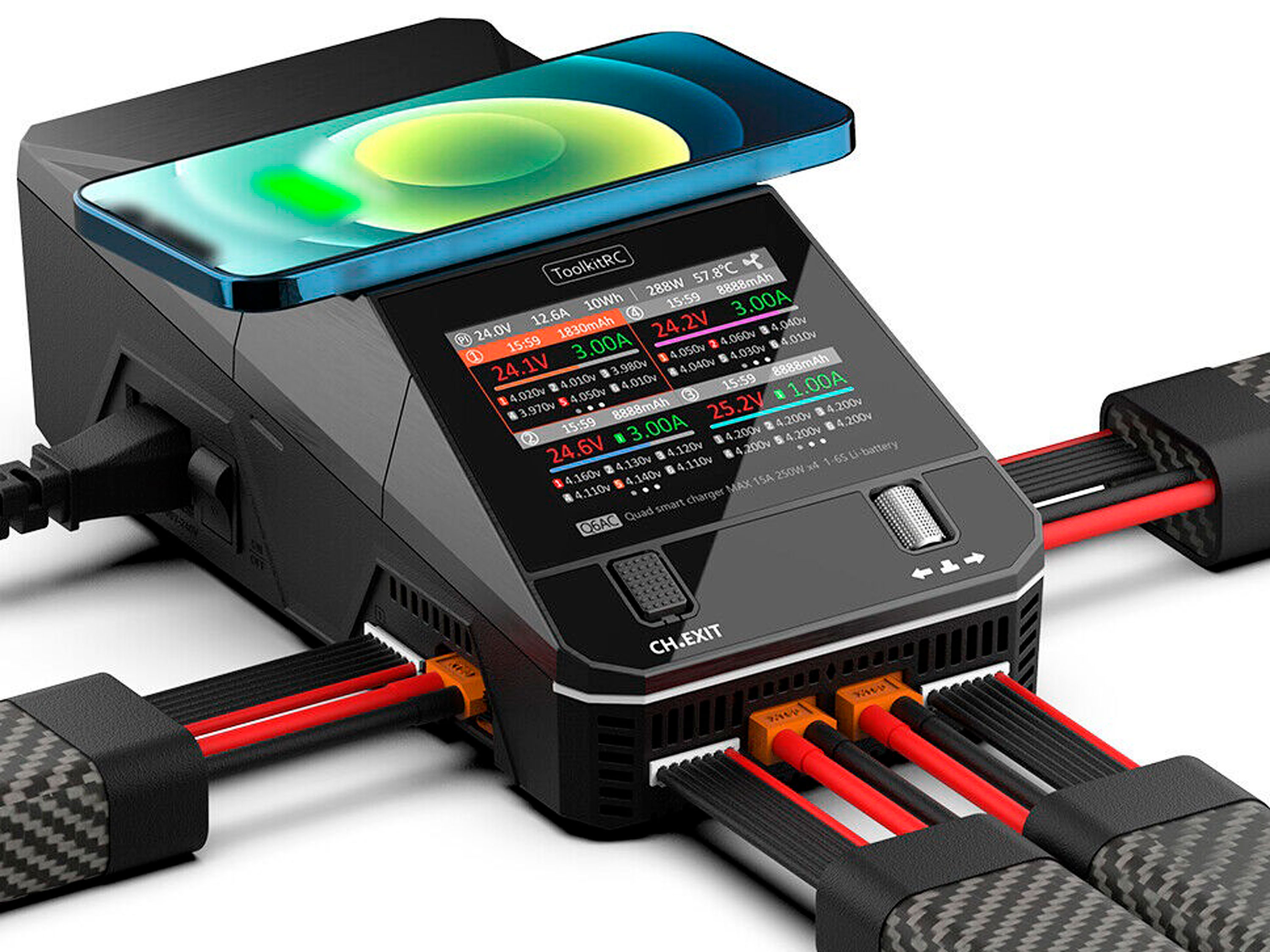 Зарядний пристрій ToolkitRC Q6AC AC400W/DC1000W 4x15A (світлина #7)