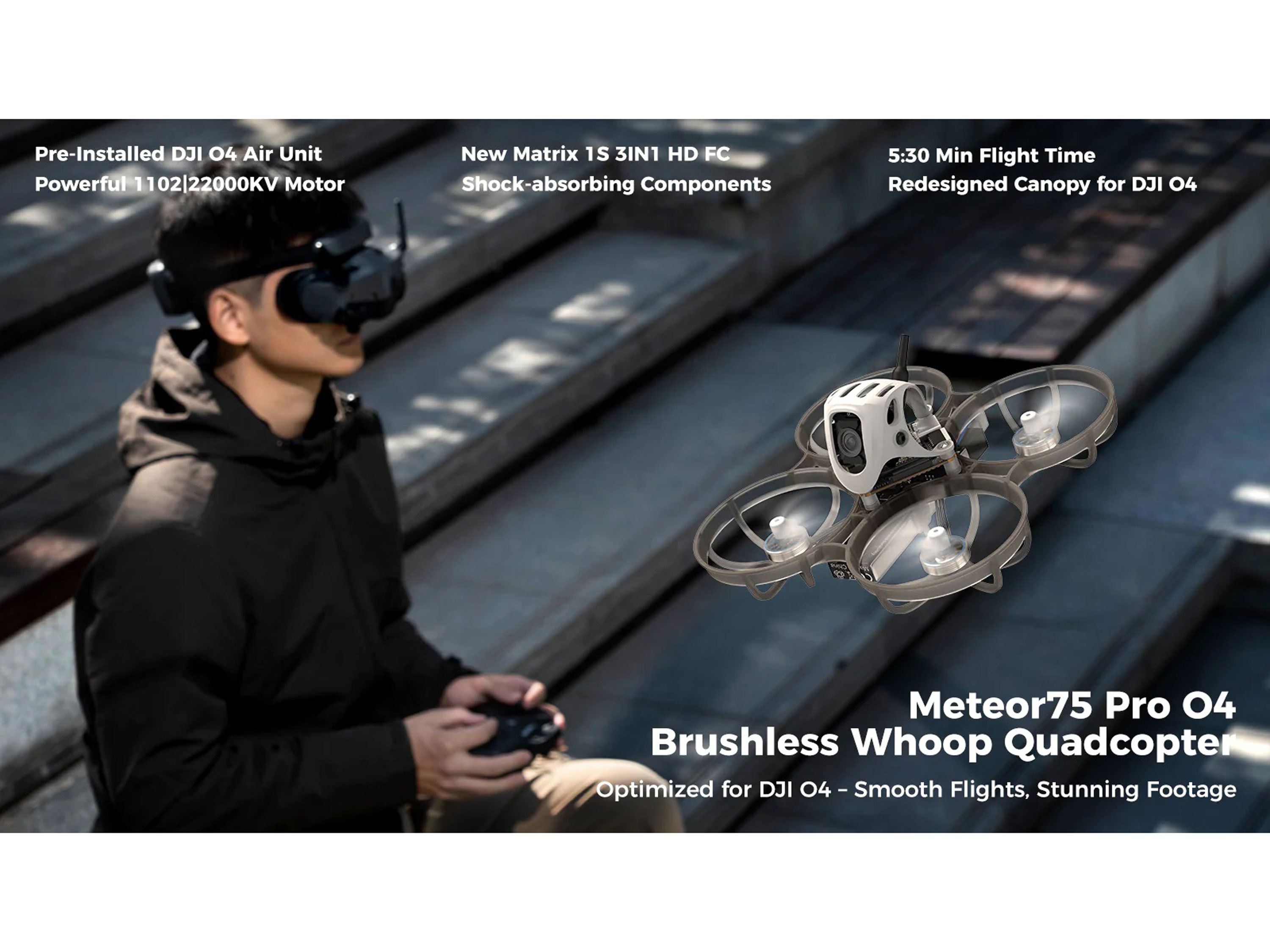 Квадрокоптер BetaFPV Meteor75 Pro з відеосистемою DJI O4 (ELRS 2.4ГГц) (світлина #6)