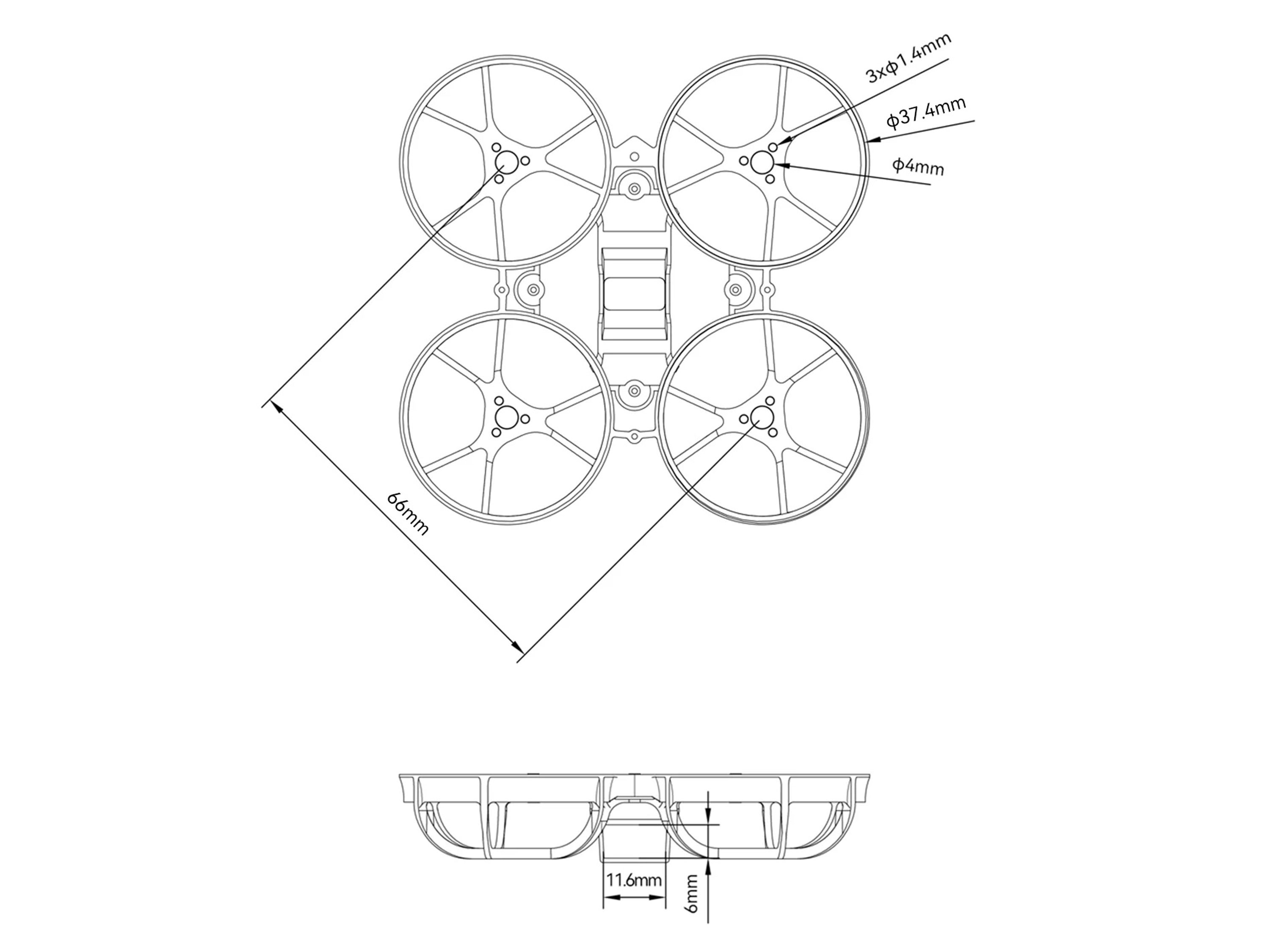 Рама BetaFPV Meteor65 Pro Whoop (Transparent Gray) (світлина #3)
