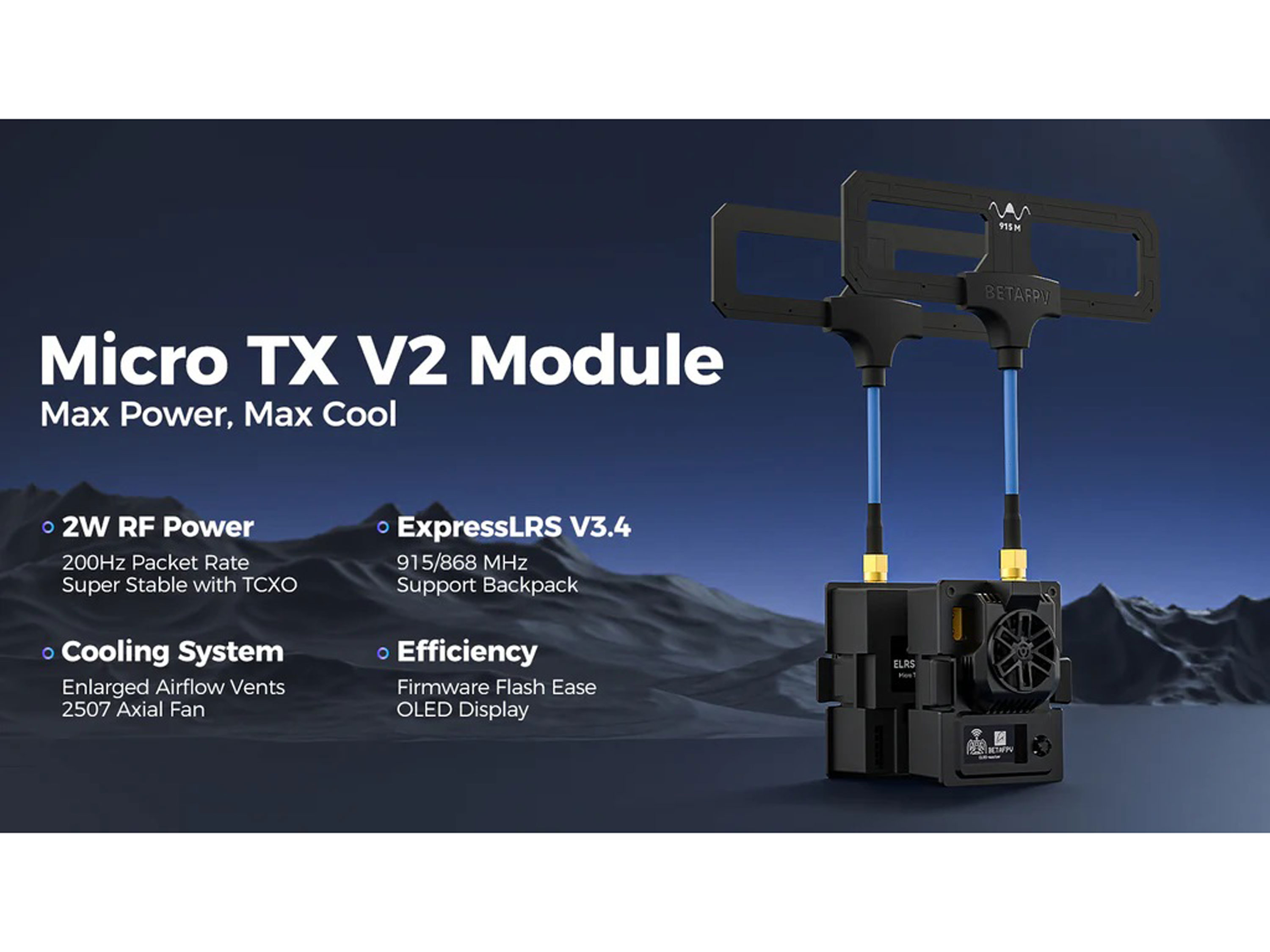 Передавальний модуль BetaFPV Micro TX V2 ELRS 2W (915MHz) (світлина #7)